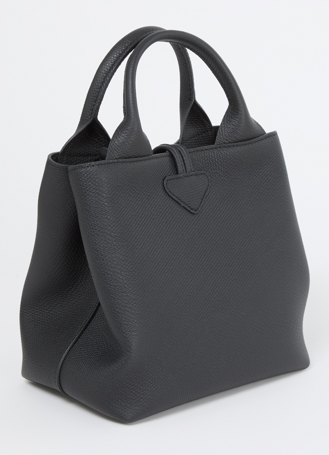 Longchamp Le Roseau handtas S van leer met afneembare schouderriem - achterkant zwart