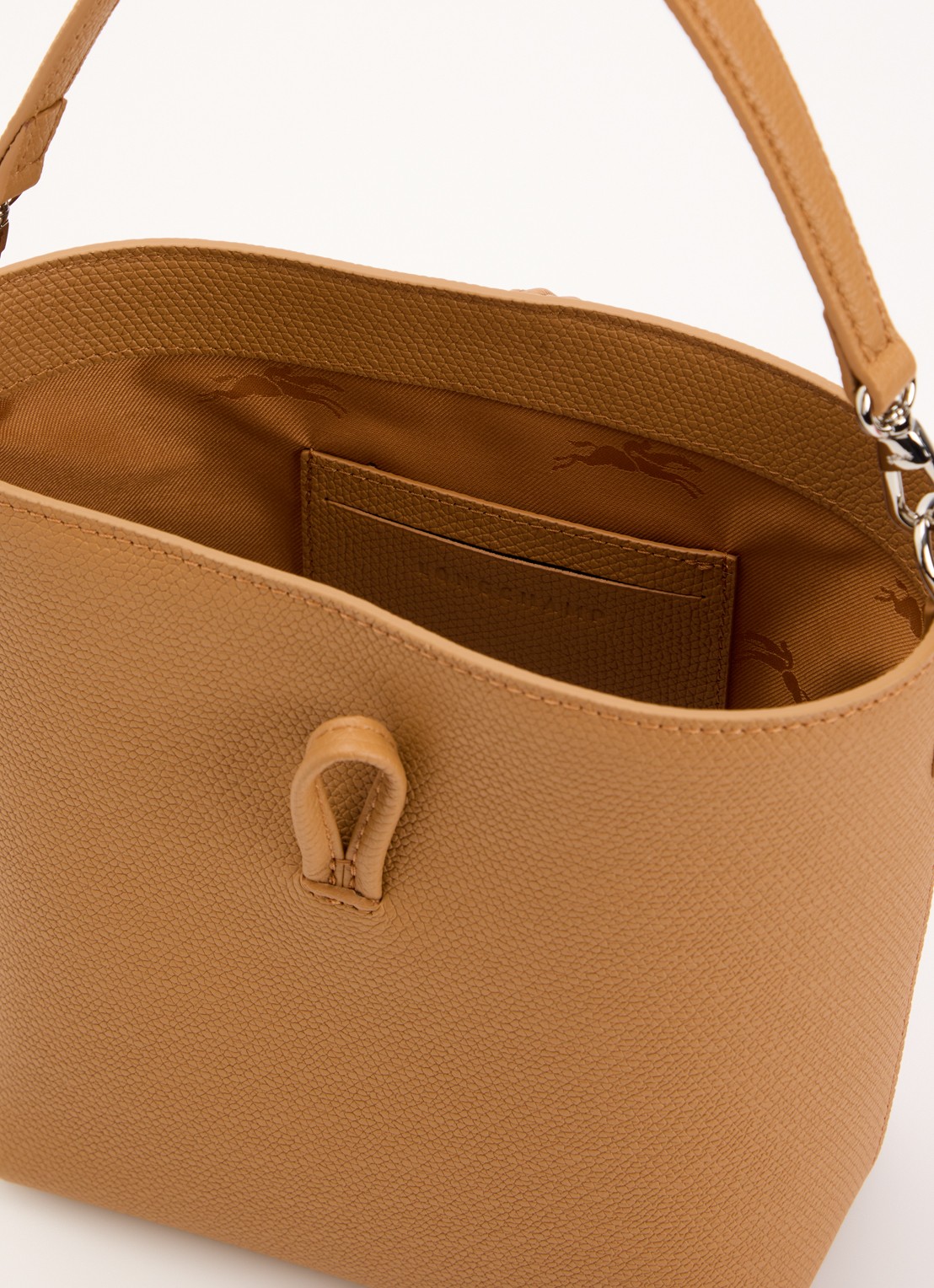 Longchamp Le Roseau handtas XS van leer met afneembare schouderriem - detail 5 camel