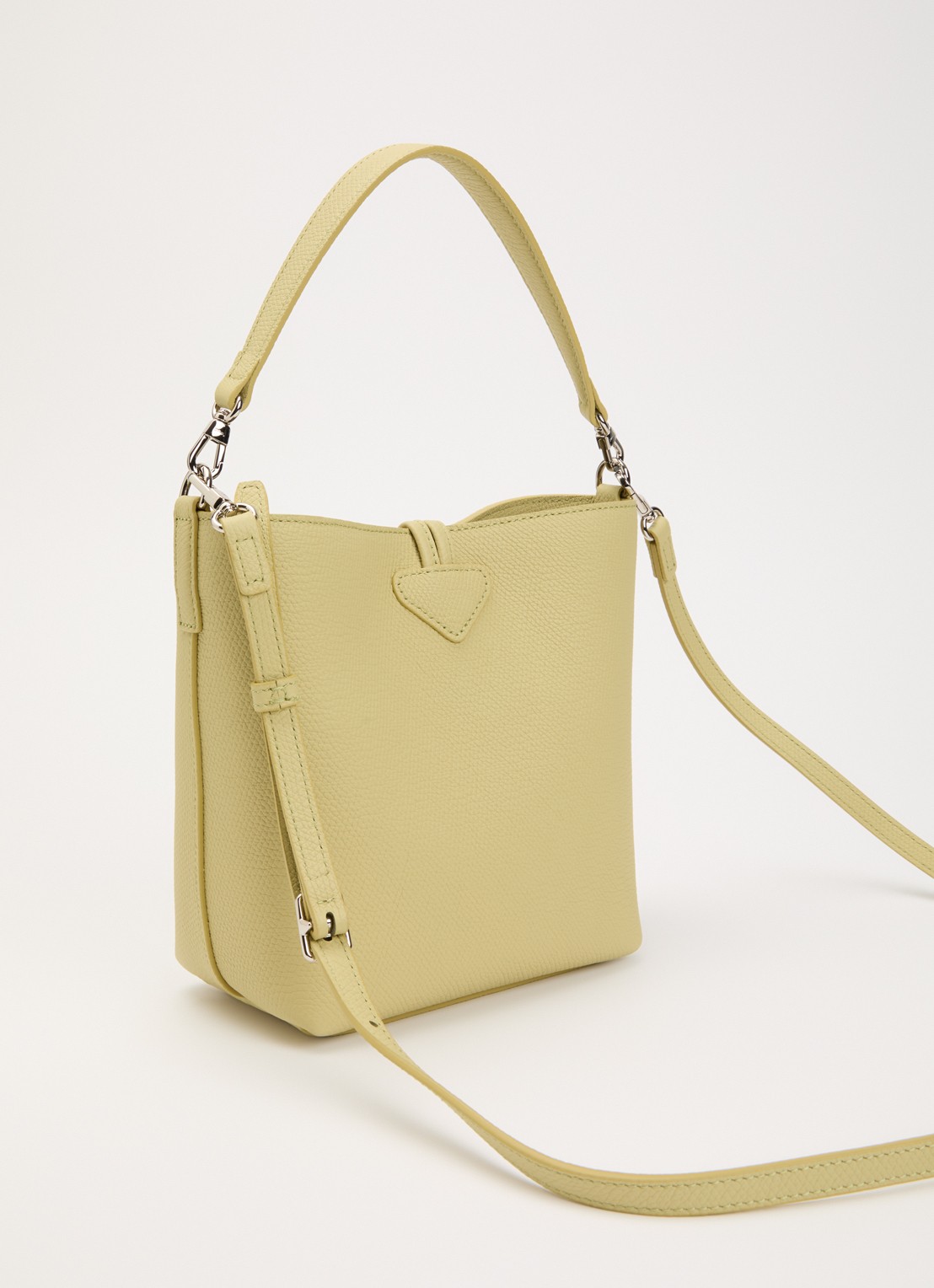 Longchamp Le Roseau handtas XS van leer met afneembare schouderriem - achterkant 7 lichtgroen