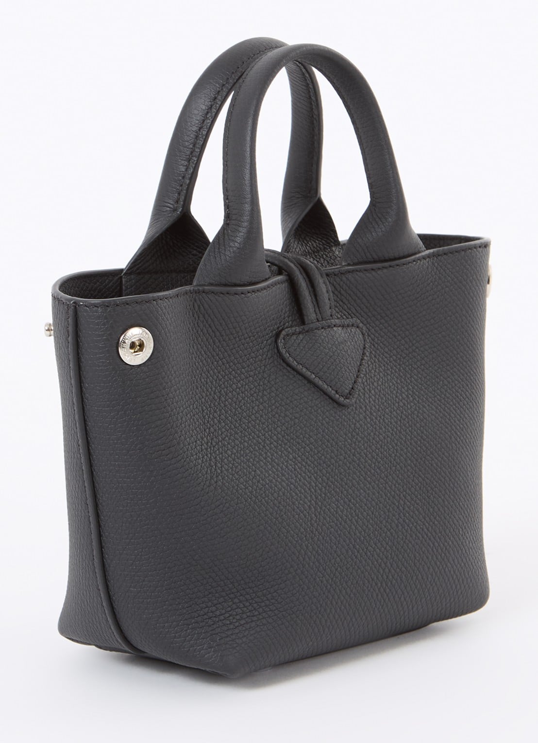 Longchamp Le Roseau handtas XS van leer - achterkant zwart