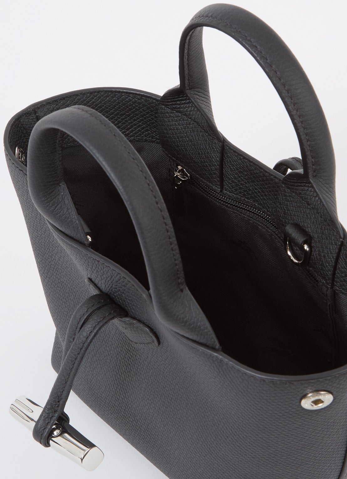Longchamp Le Roseau handtas XS van leer - detail 2 zwart