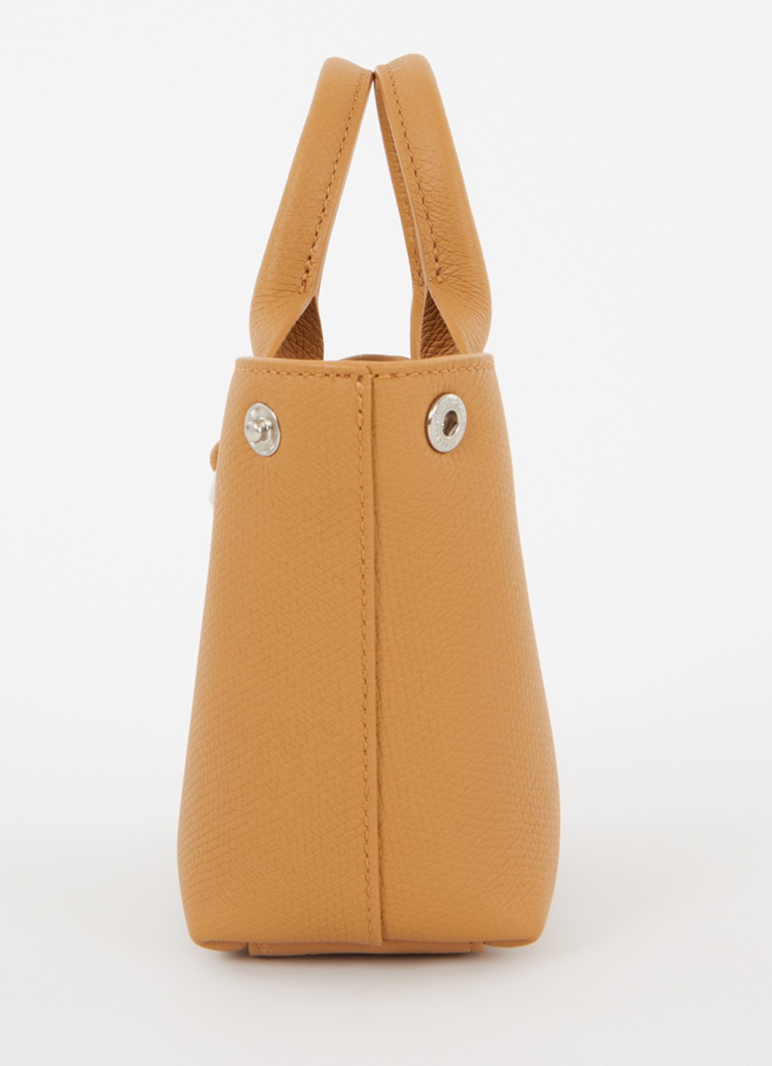 Longchamp Le Roseau handtas XS van leer - detail 3 donkeroranje