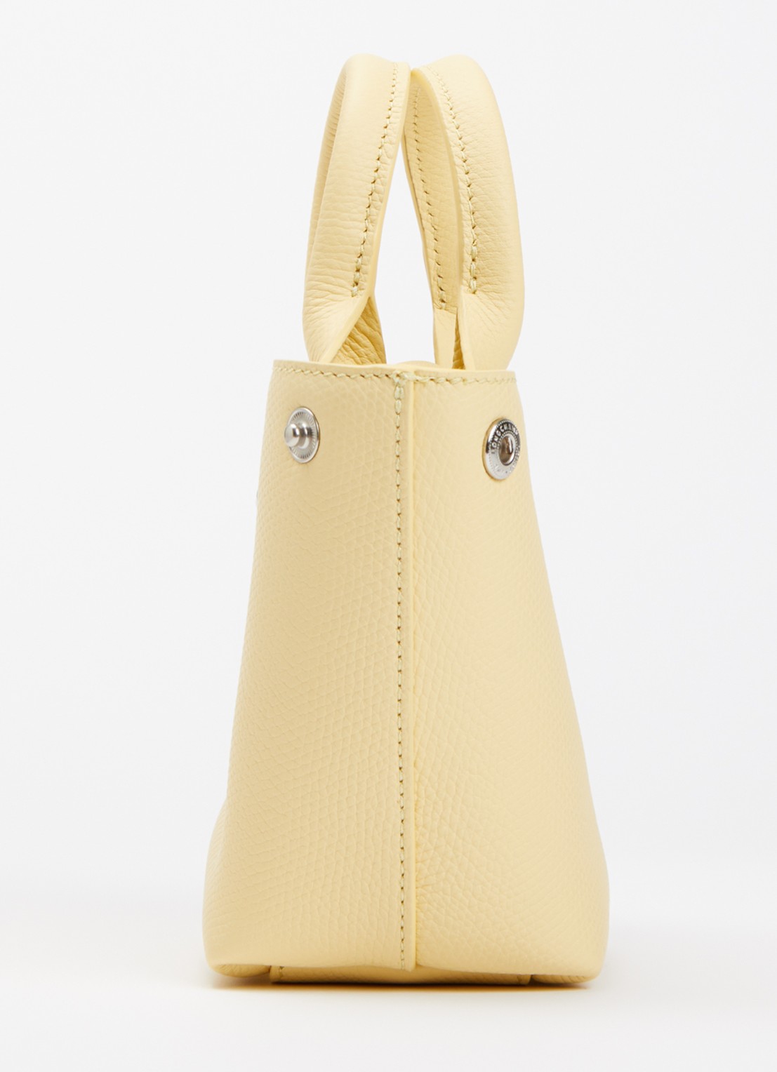 Longchamp Le Roseau handtas XS van leer - detail 6 geel