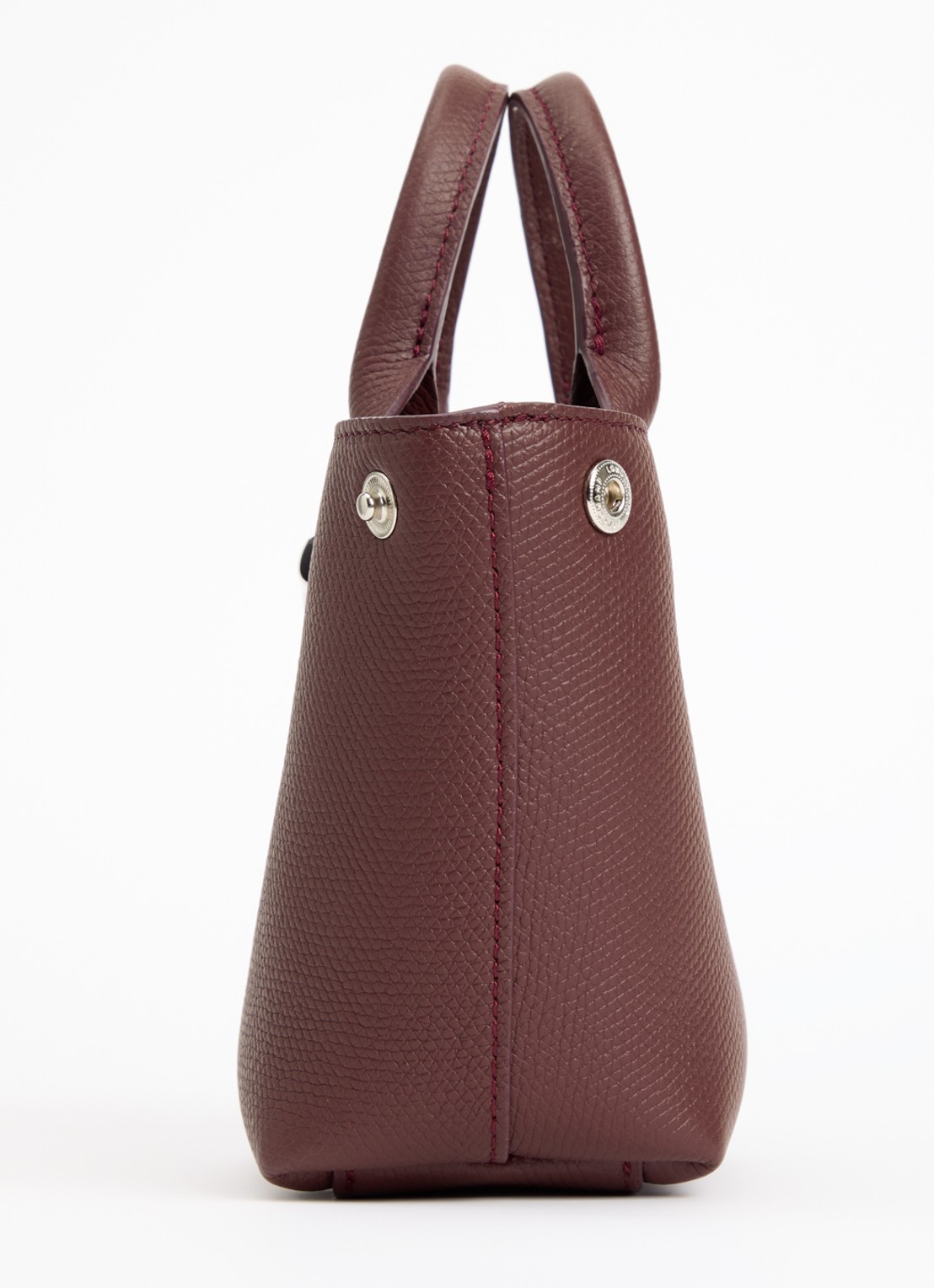 Longchamp Le Roseau handtas XS van leer - detail 2 bordeauxrood