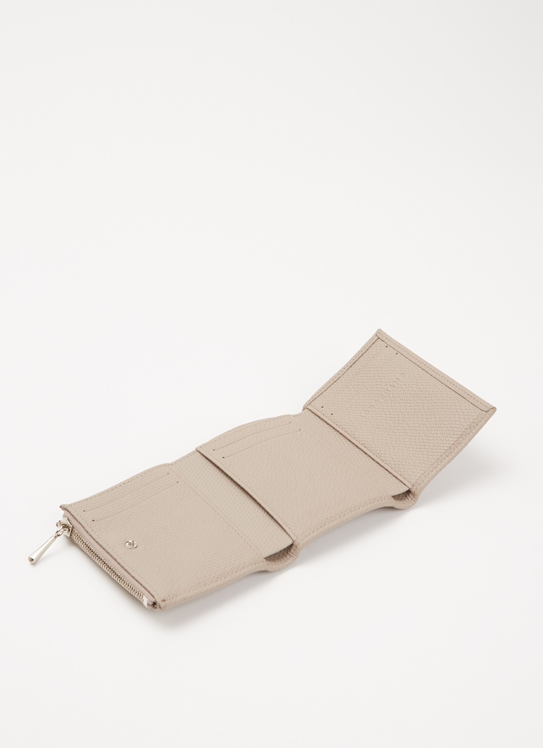Longchamp Le Roseau portemonnee van leer met structuur - voorkant 2 donkerbeige
