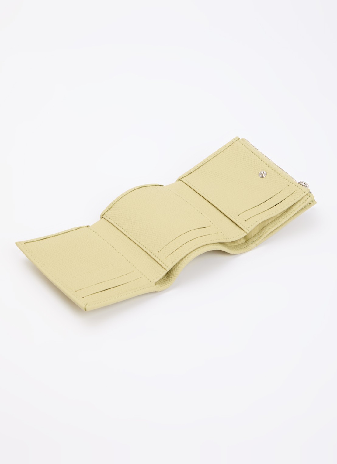Longchamp Le Roseau portemonnee van leer met structuur - voorkant 3 lichtgroen