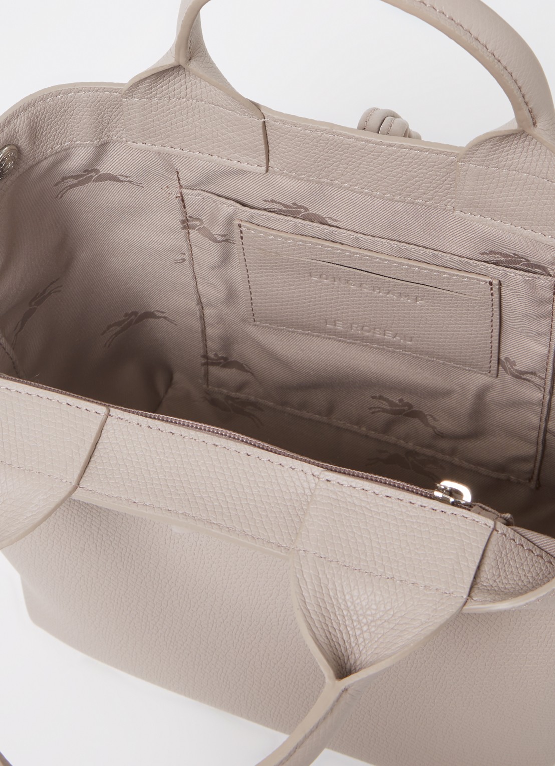Longchamp Le Roseau S handtas van leer met afneembare schouderriem - detail 2 beige