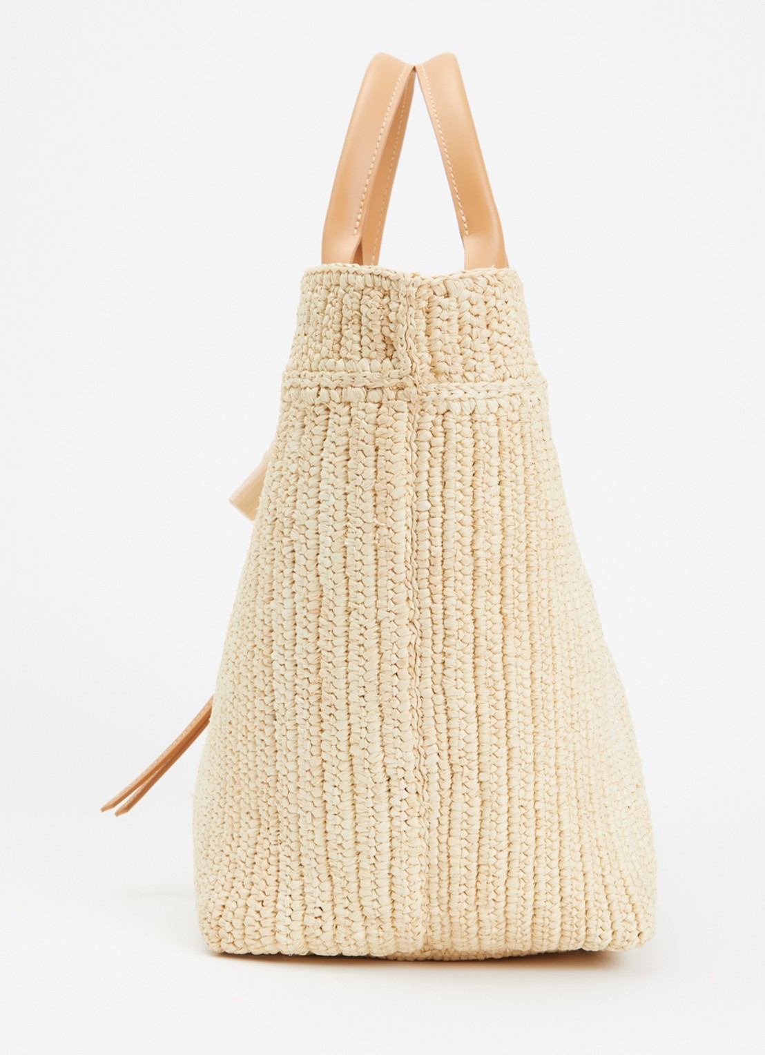 Longchamp Le Roseau schopper L van raffia met kalfsleren details - detail 3 beige