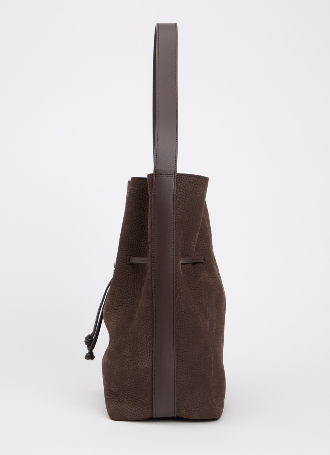 Longchamp Le Roseau schoudertas M van leer met verstelbare schouderriem - detail 4 donkerbruin