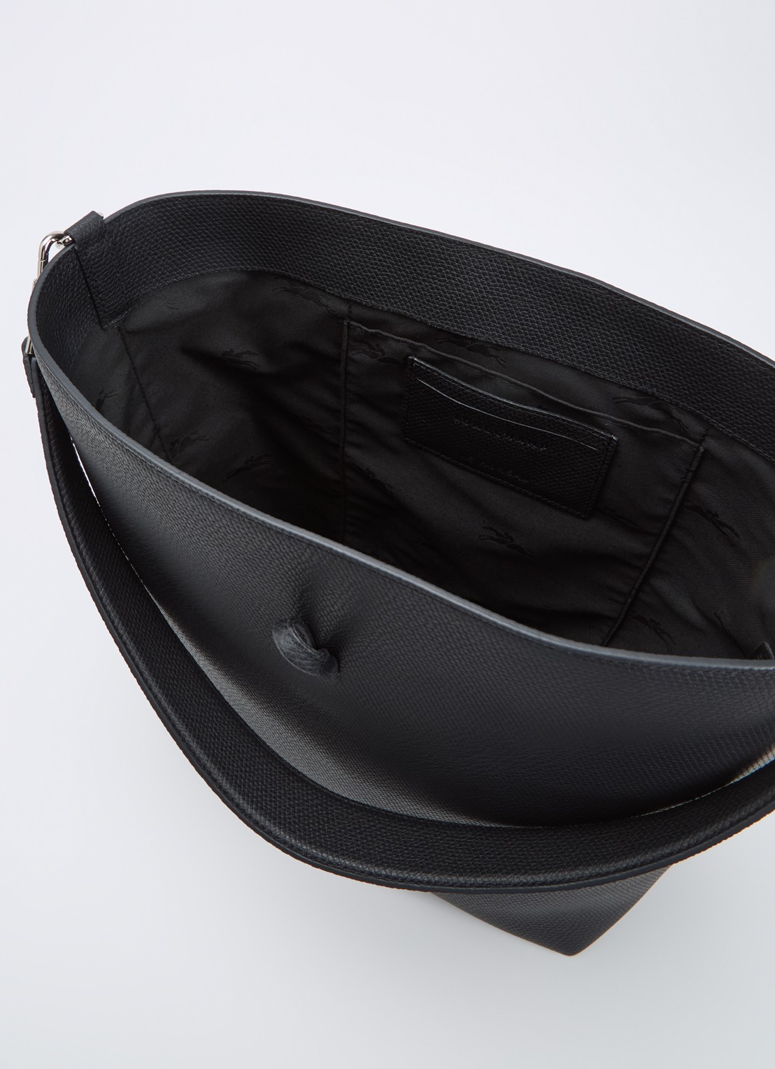 Longchamp Le Roseau schoudertas M van leer - detail zwart