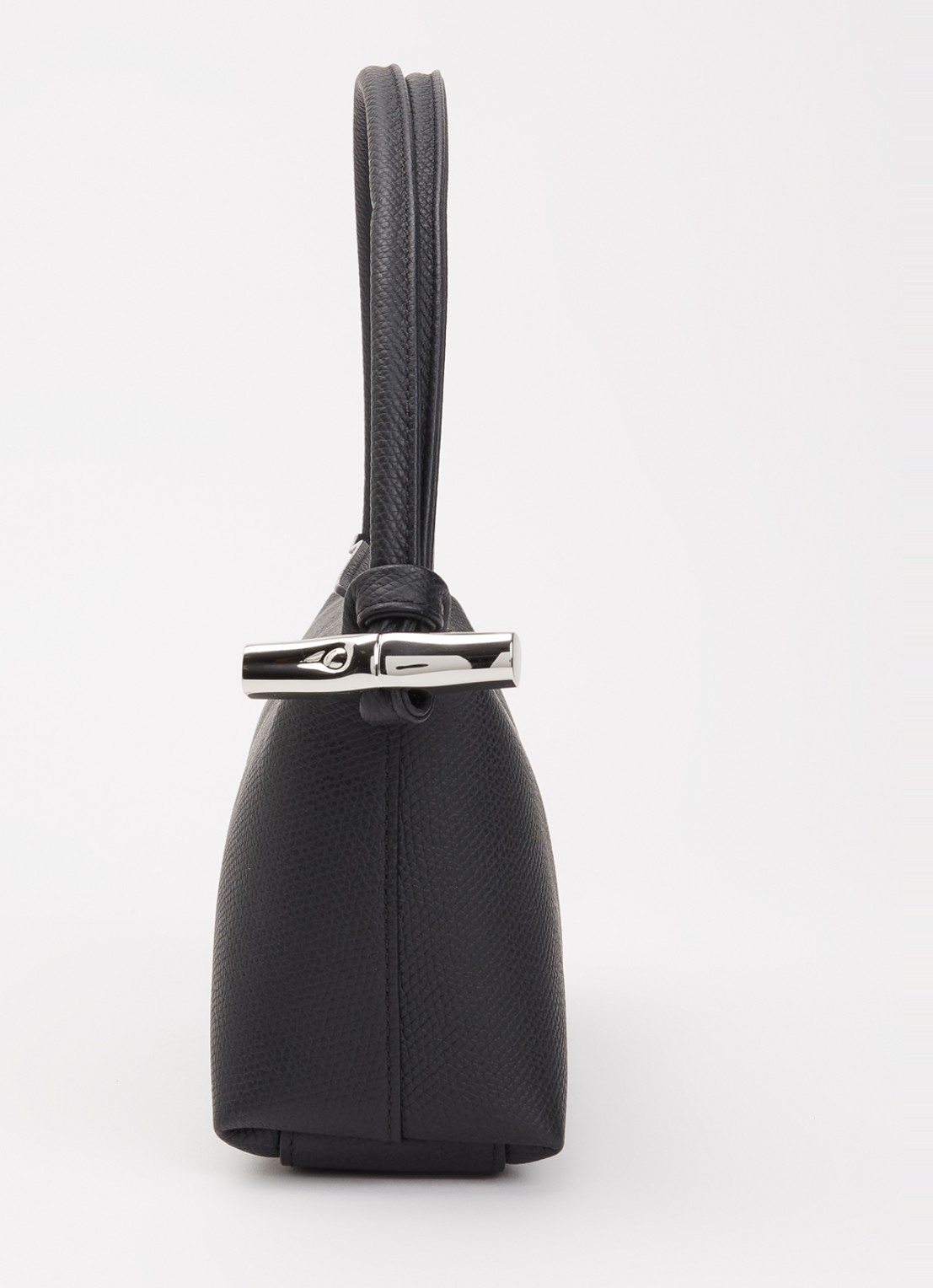Longchamp Le Roseau schoudertas M van leer  - detail 5 zwart