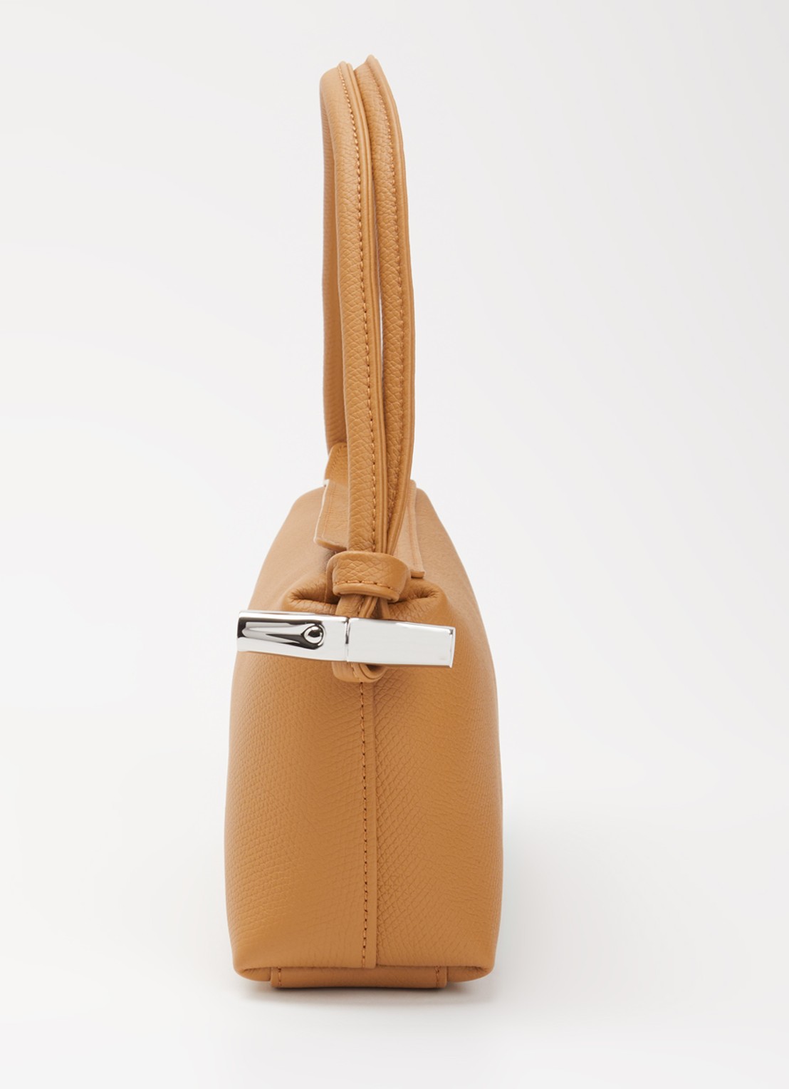 Longchamp Le Roseau schoudertas M van leer  - detail 2 cognac