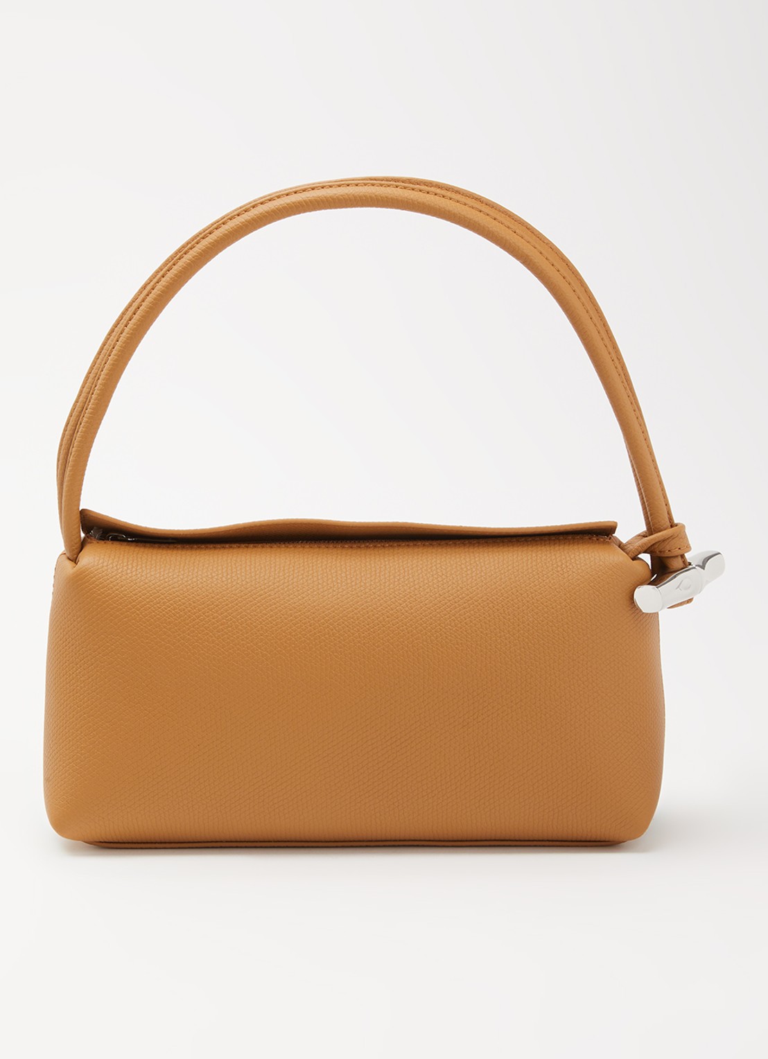 Longchamp Le Roseau schoudertas M van leer  - voorkant 5 cognac
