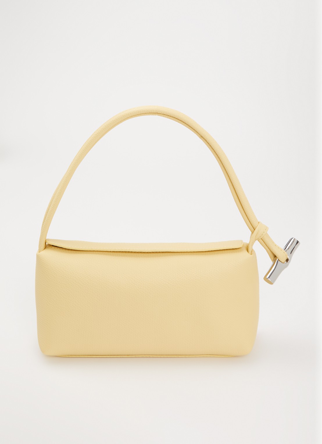 Longchamp Le Roseau schoudertas M van leer  - voorkant 4 lichtgeel