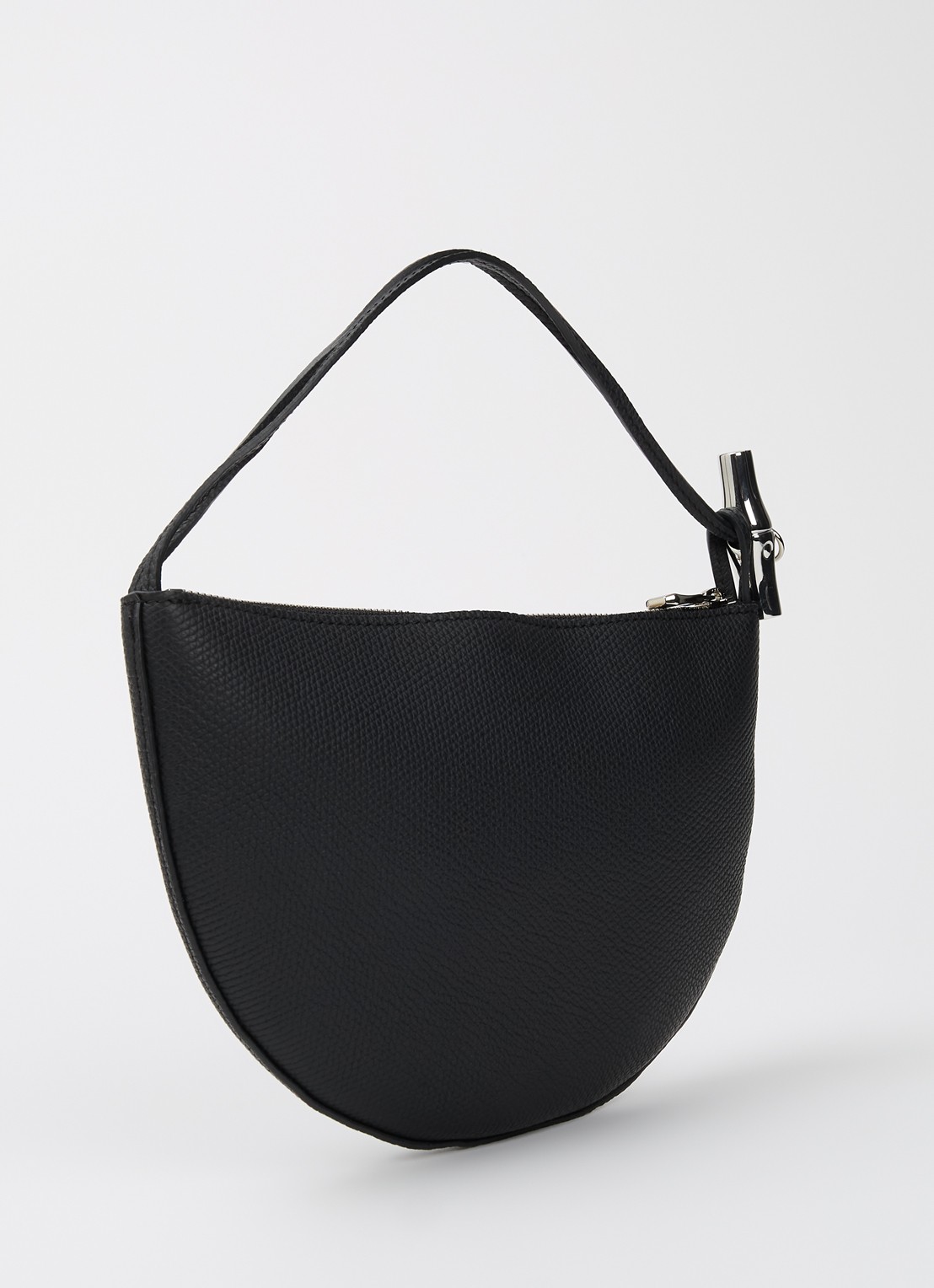 Longchamp Le Roseau schoudertas M van leer - achterkant zwart