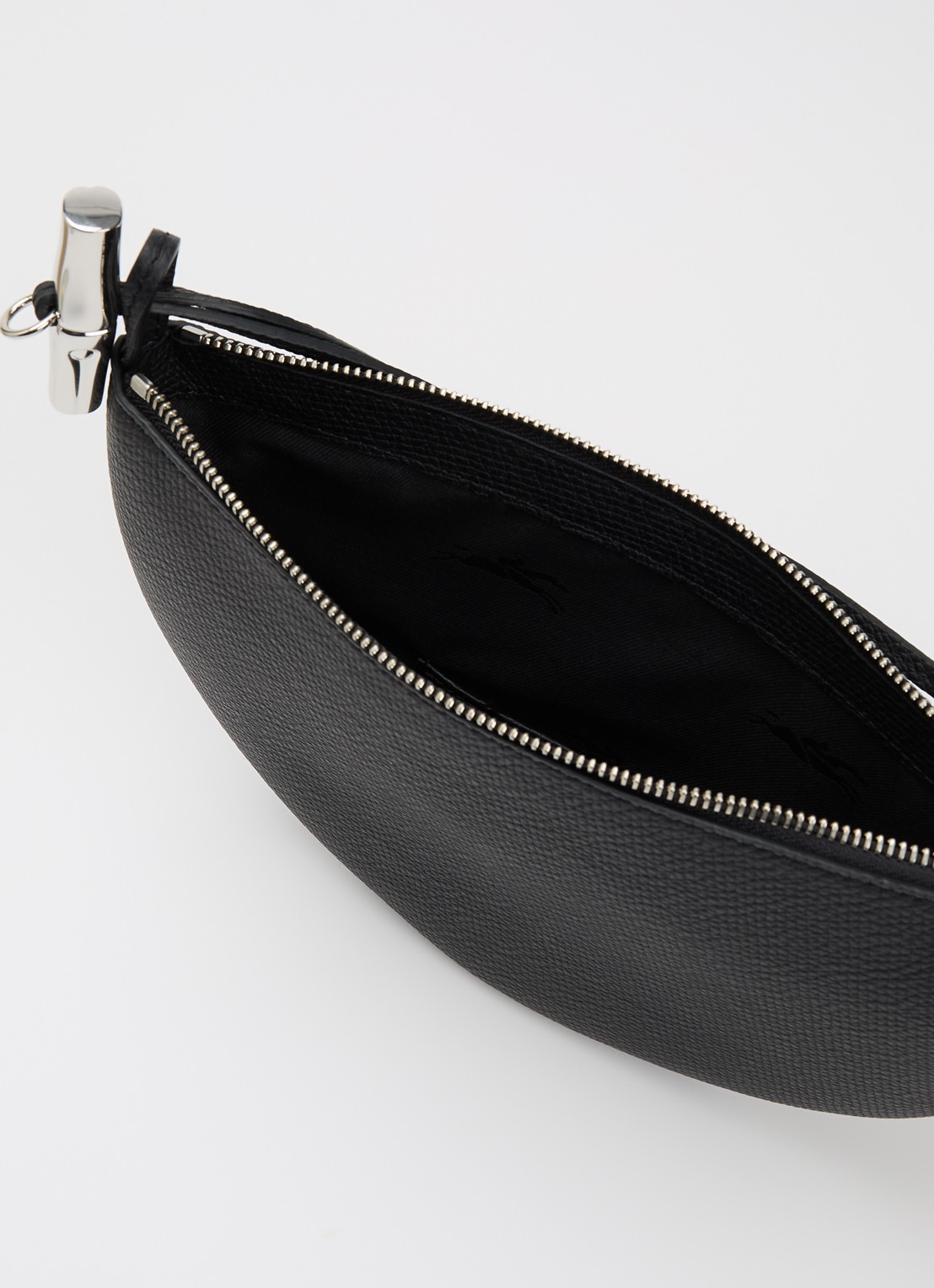 Longchamp Le Roseau schoudertas M van leer - detail 2 zwart