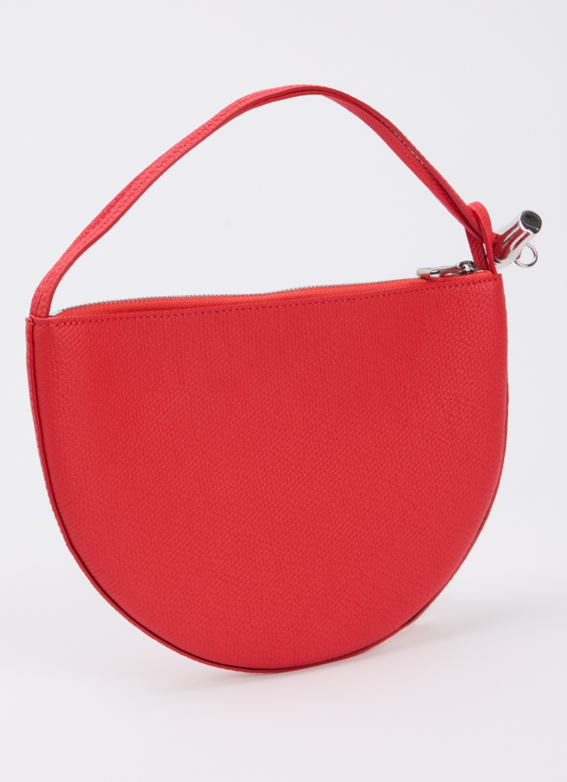 Longchamp Le Roseau schoudertas M van leer - achterkant 7 koraalrood