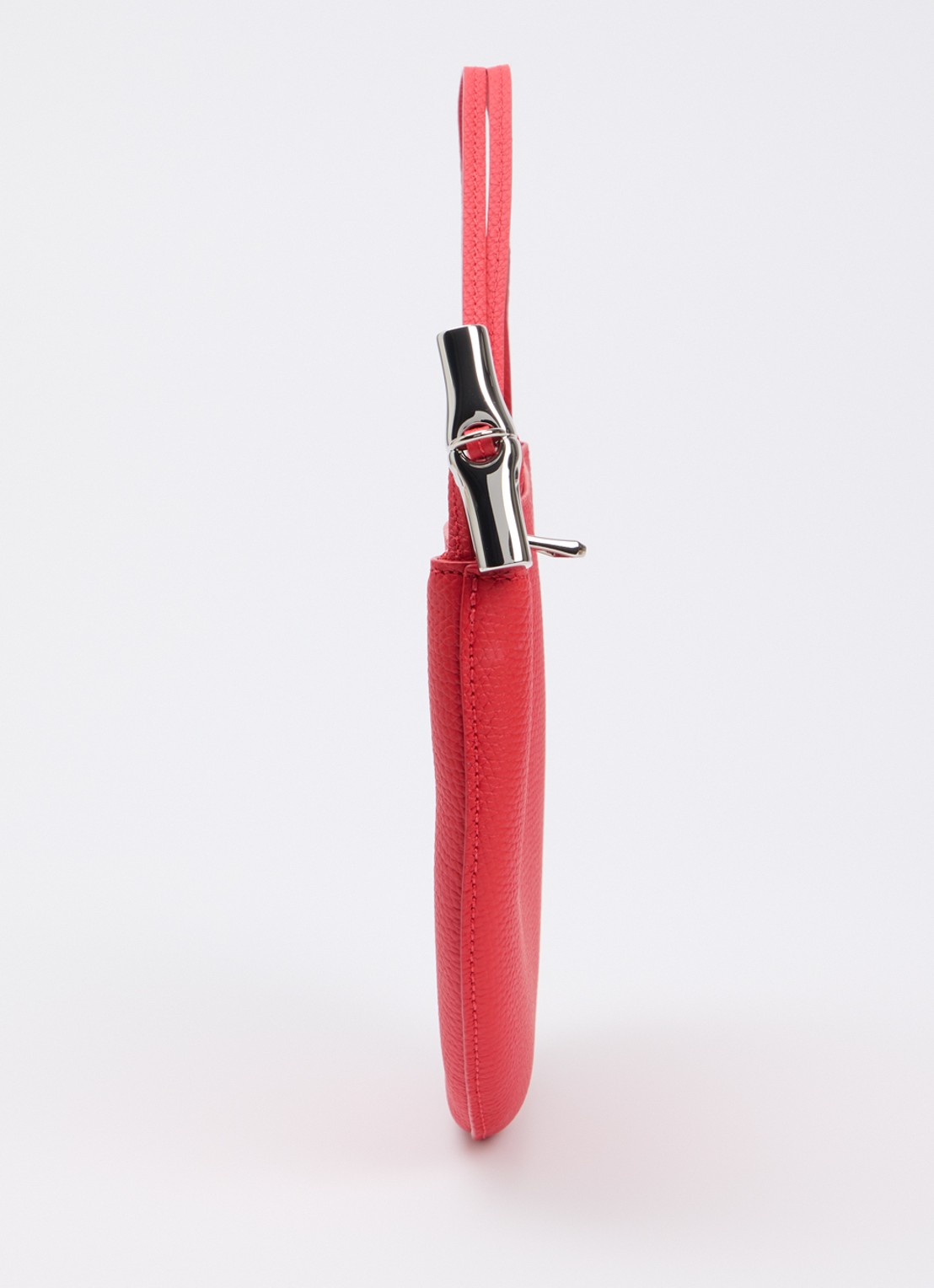 Longchamp Le Roseau schoudertas M van leer - detail 2 koraalrood