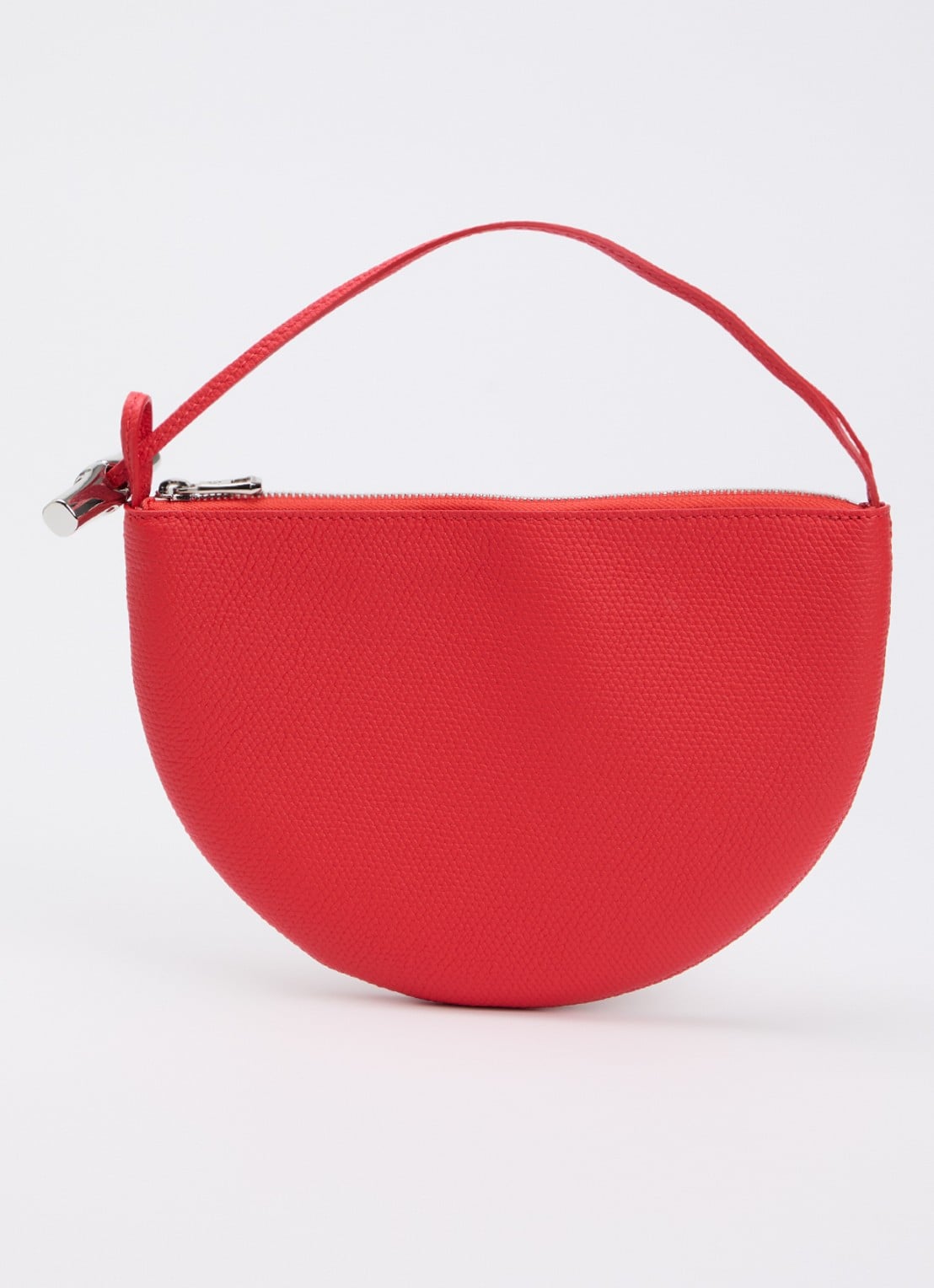 Longchamp Le Roseau schoudertas M van leer - voorkant 4 koraalrood
