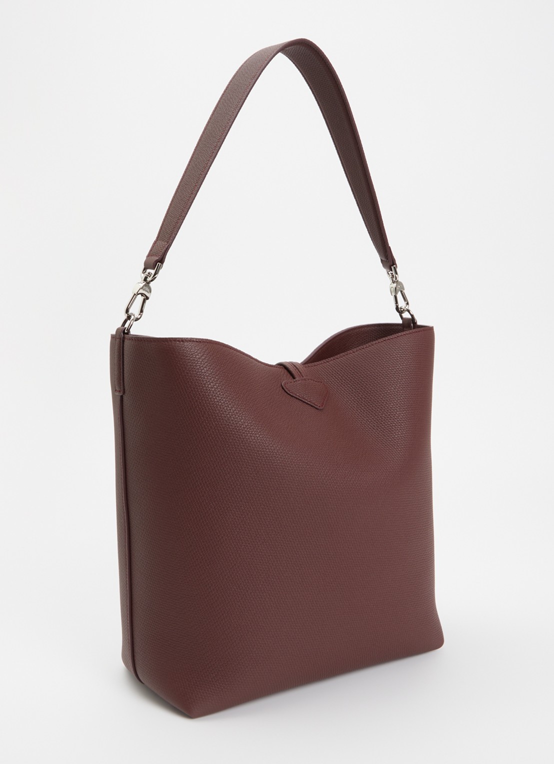 Longchamp Le Roseau schoudertas M van leer - achterkant 5 kastanjebruin