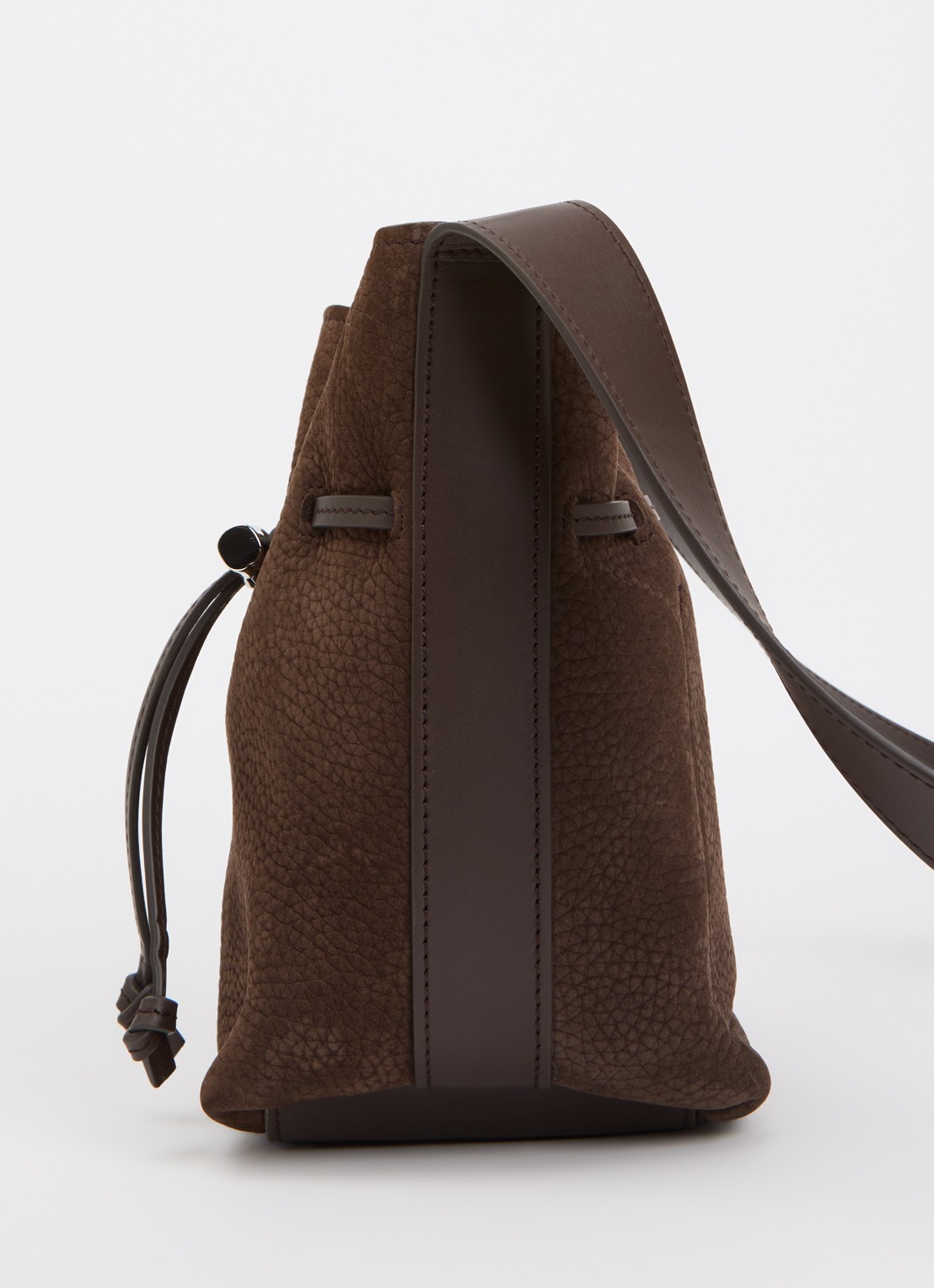 Longchamp Le Roseau schoudertas S van nubuck - detail 2 bruin