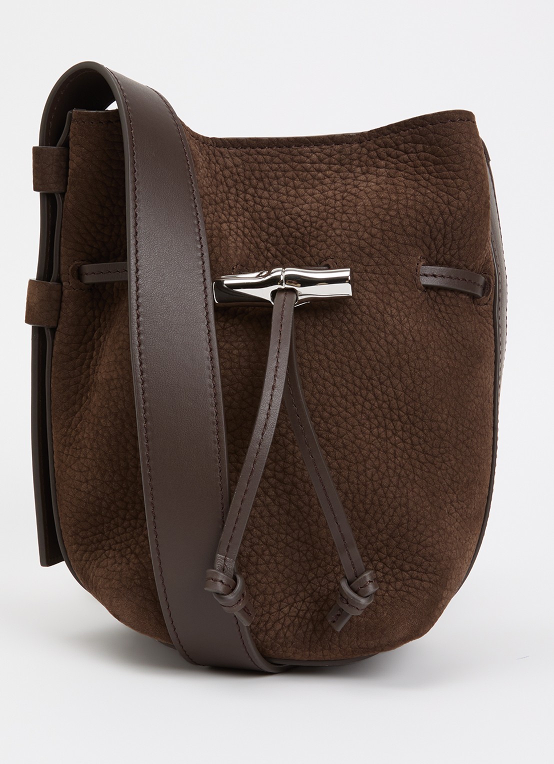 Longchamp Le Roseau schoudertas S van nubuck - voorkant 5 bruin