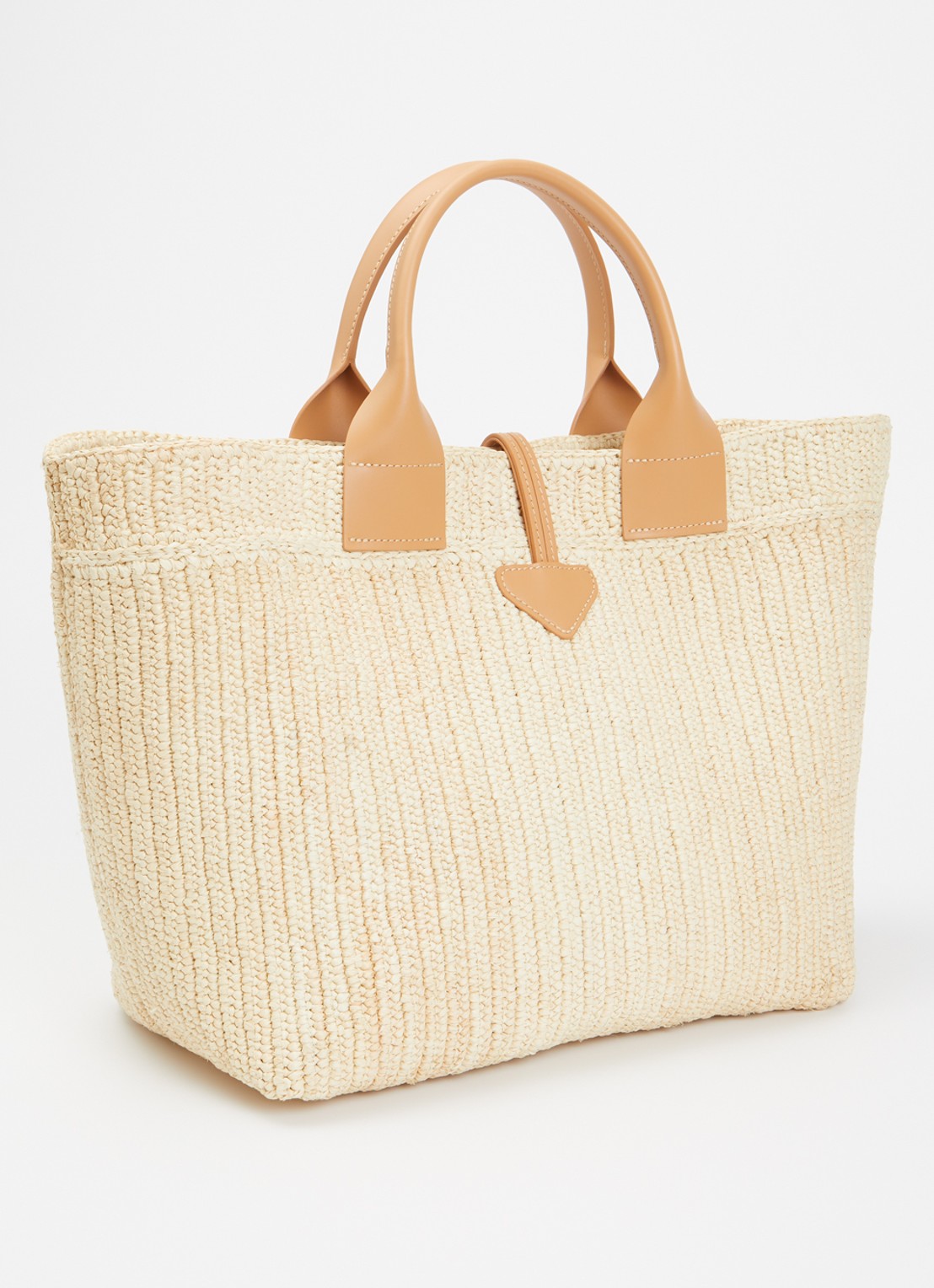 Longchamp Le Roseau shopper L van raffia met kalfsleren details - achterkant 4 beige