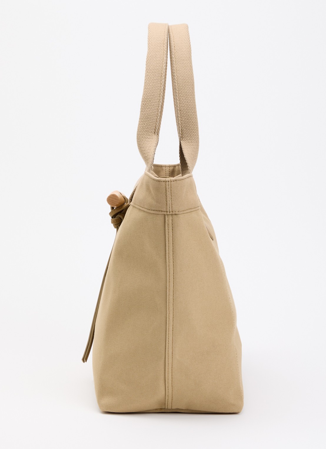 Longchamp Le Roseau shopper van canvas met leren details - detail 3 camel