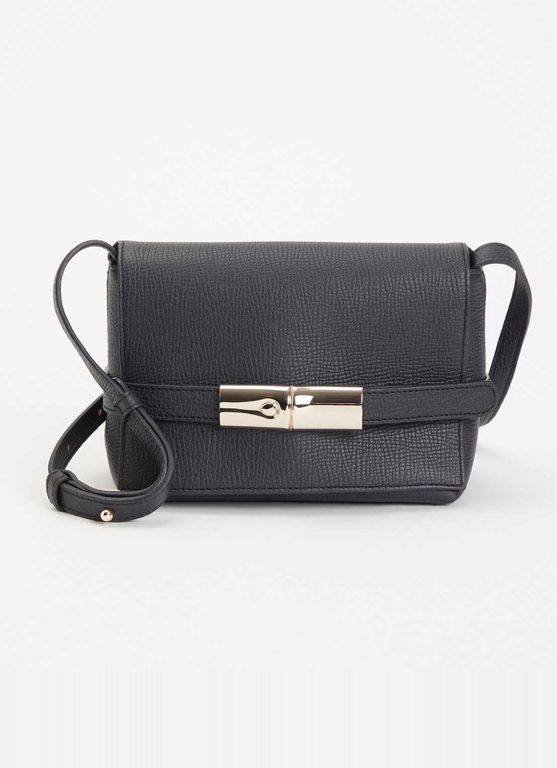 Longchamp Le Smart crossbodytas S van leer  - voorkant zwart