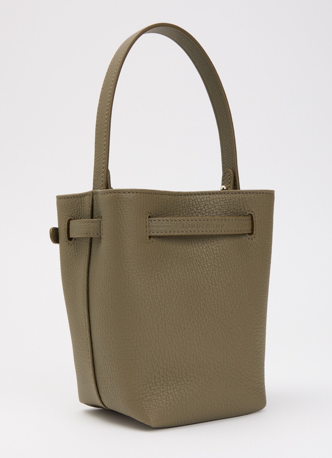 Longchamp Le Smart schoudertas XS van leer met afneembare schouderriem  - achterkant 5 olijfgroen