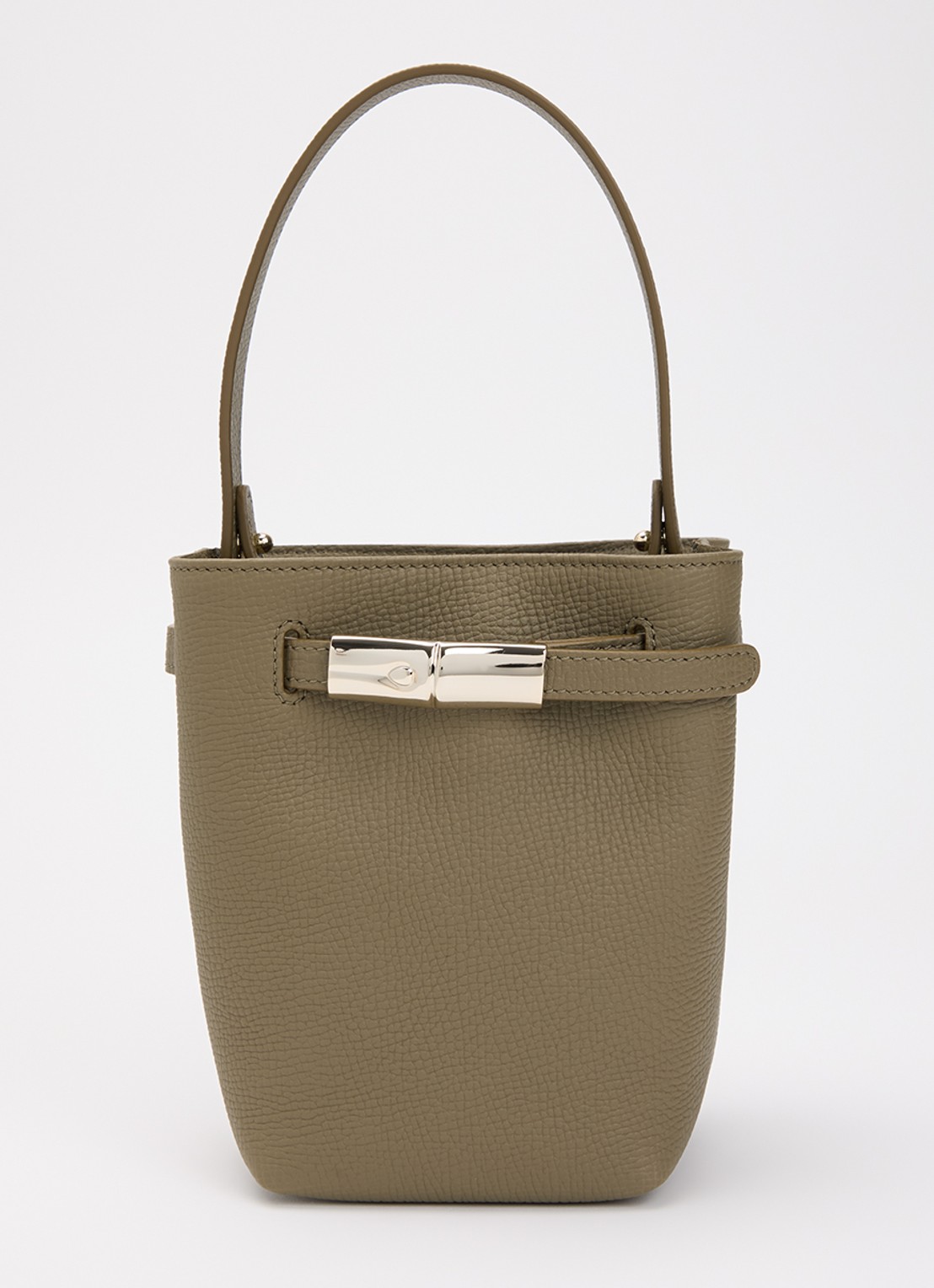 Longchamp Le Smart schoudertas XS van leer met afneembare schouderriem  - voorkant olijfgroen