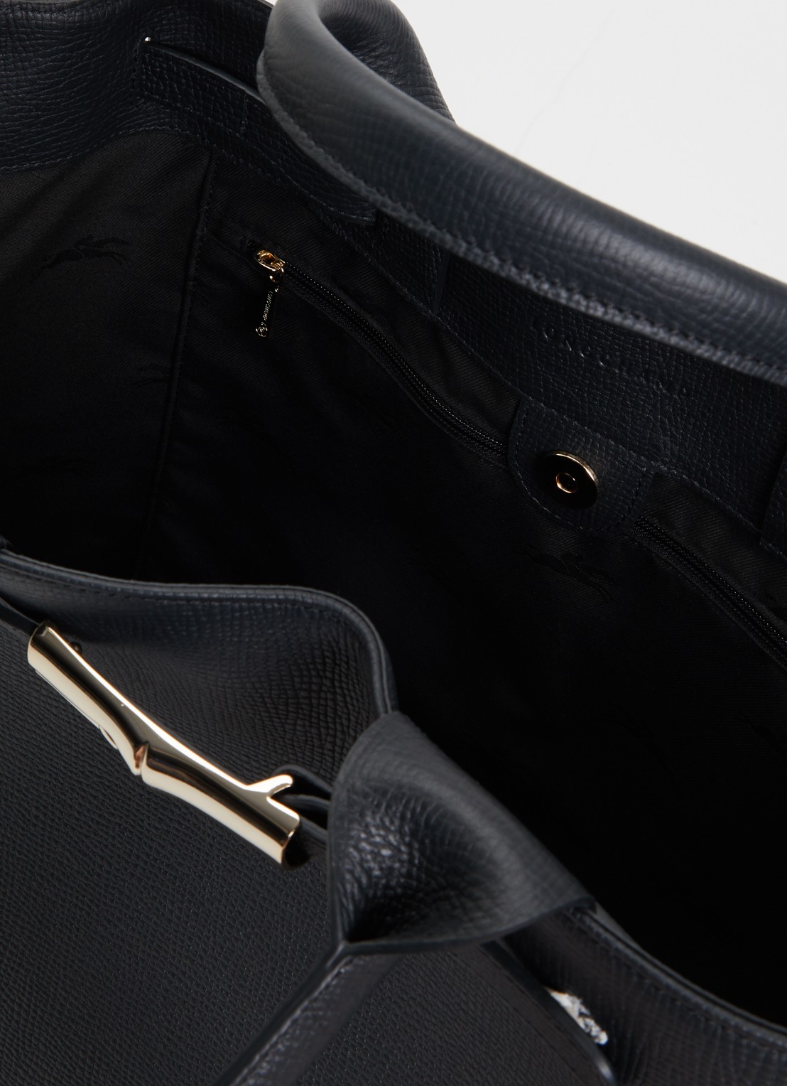 Longchamp Le Smart shopper L van leer - detail zwart