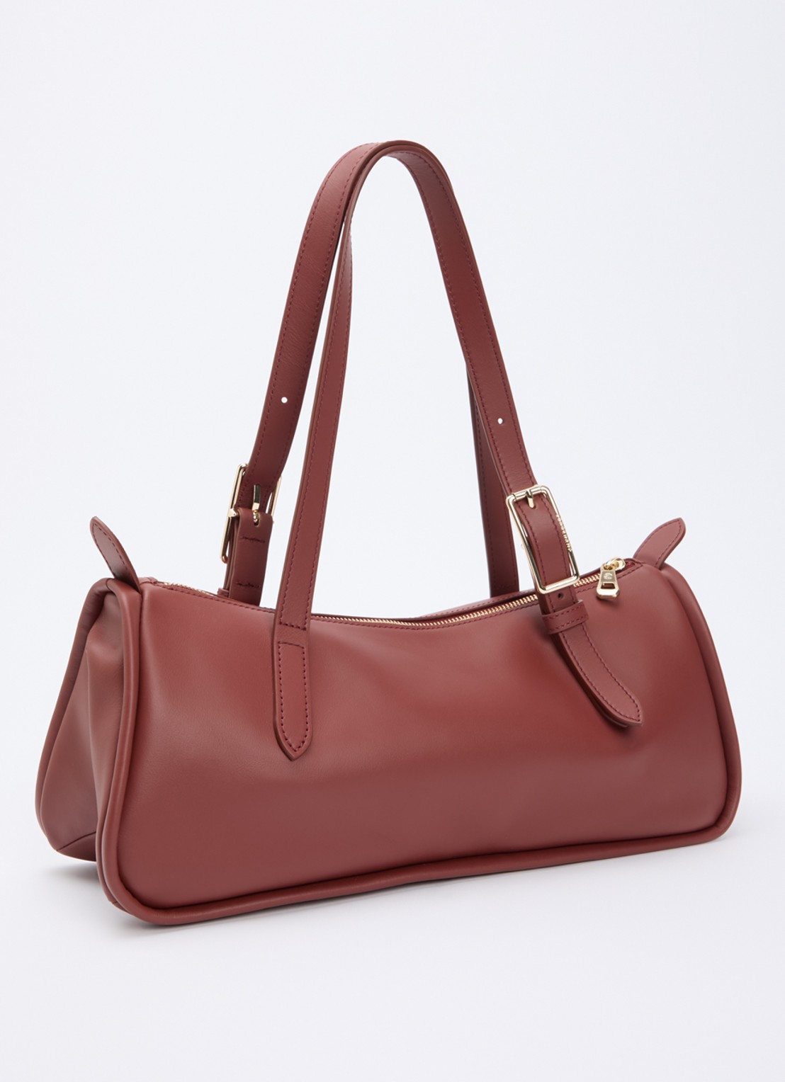 Longchamp Looong schoudertas L van leer - achterkant 5 roodbruin