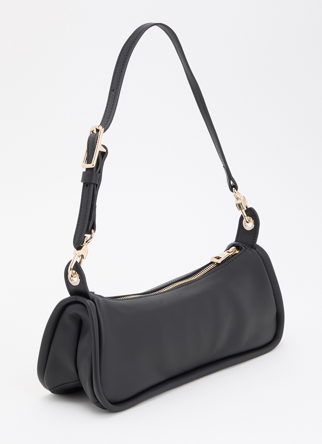 Longchamp Looong schoudertas M van leer - achterkant 5 zwart