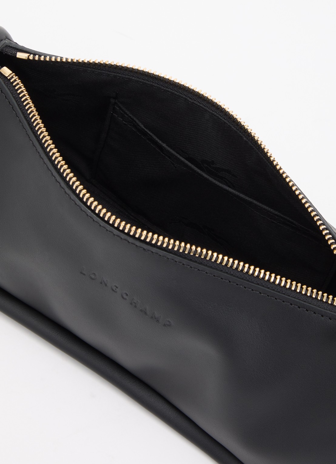 Longchamp Looong schoudertas M van leer - detail 2 zwart