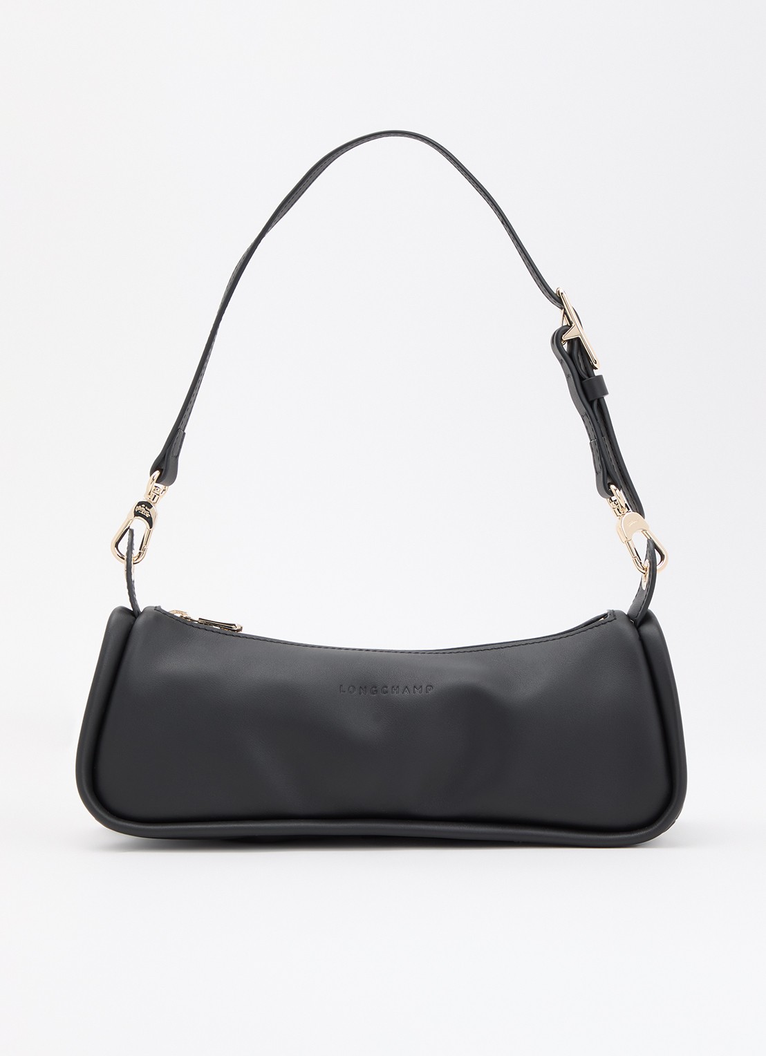 Longchamp Looong schoudertas M van leer - voorkant zwart