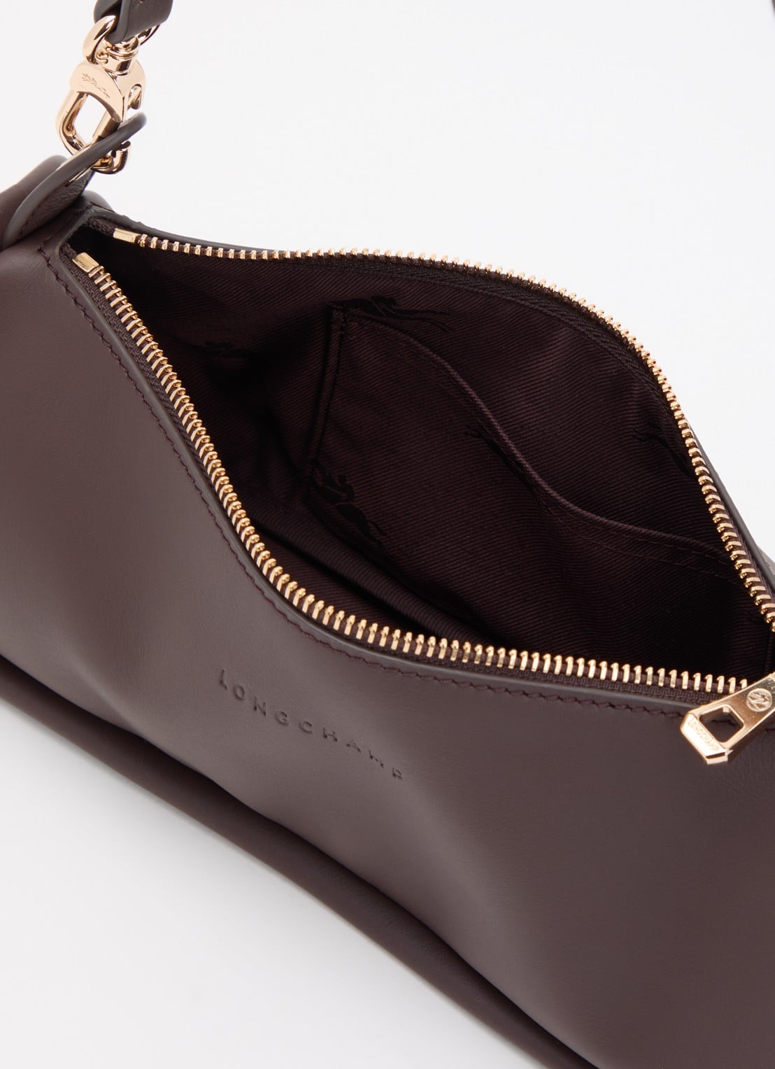 Longchamp Looong schoudertas M van leer - detail 3 donkerbruin