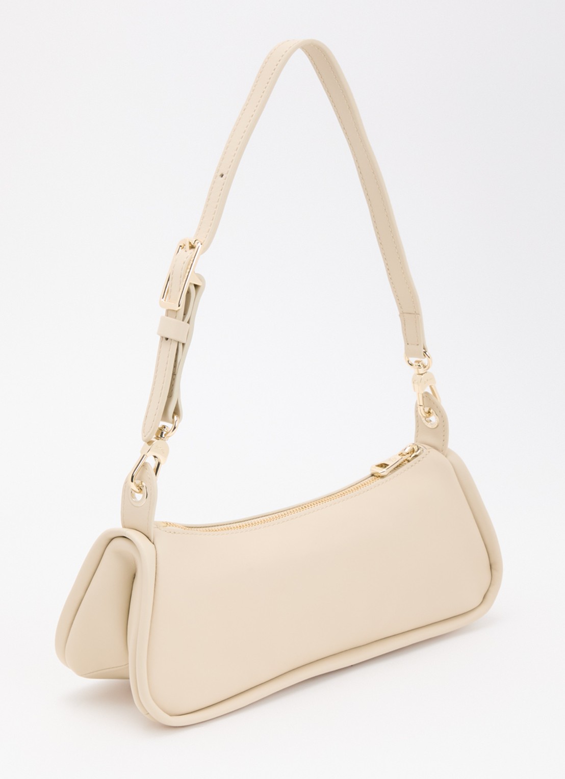 Longchamp Looong schoudertas M van leer - achterkant 5 vanillegeel