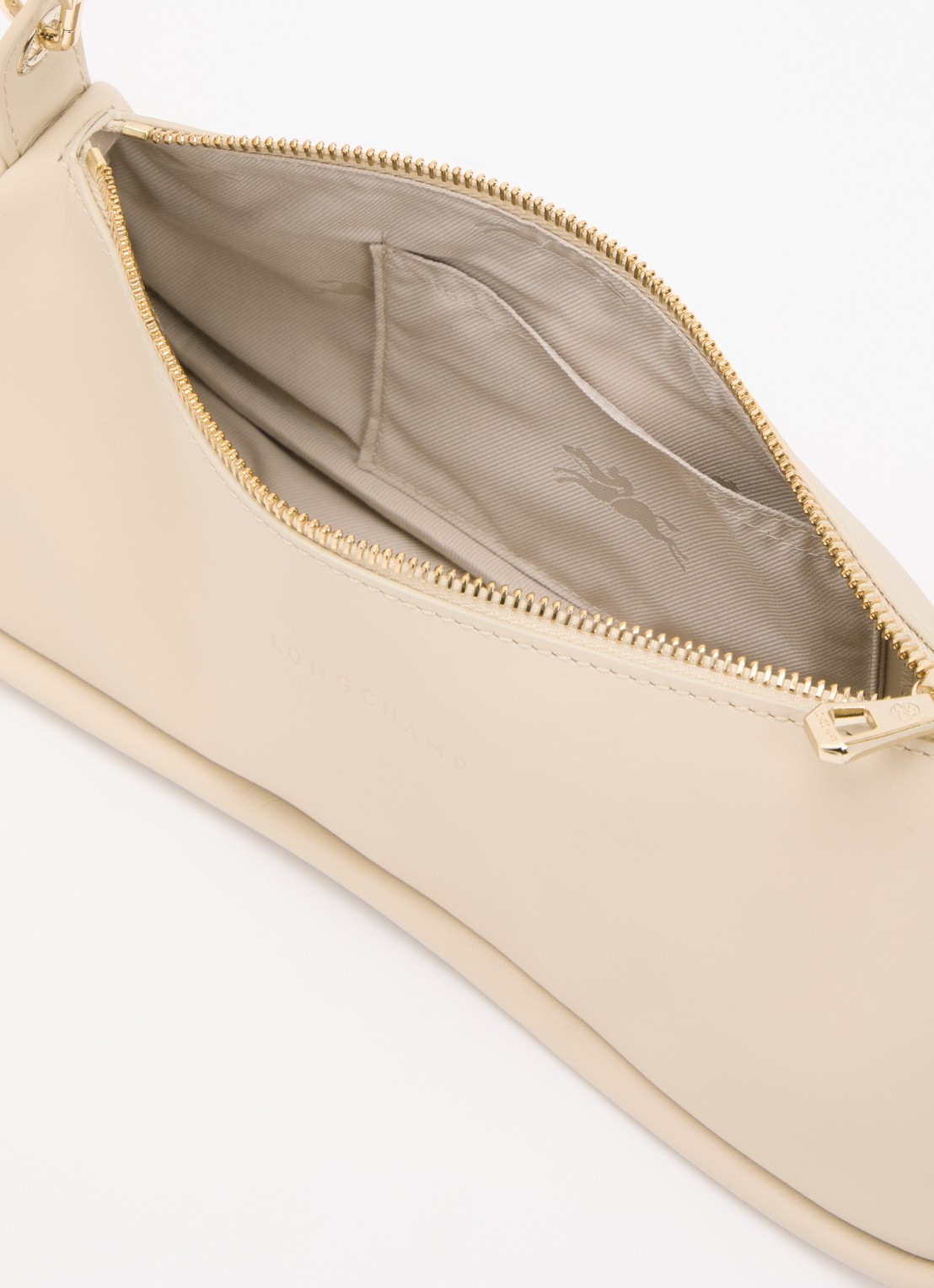 Longchamp Looong schoudertas M van leer - detail 2 vanillegeel