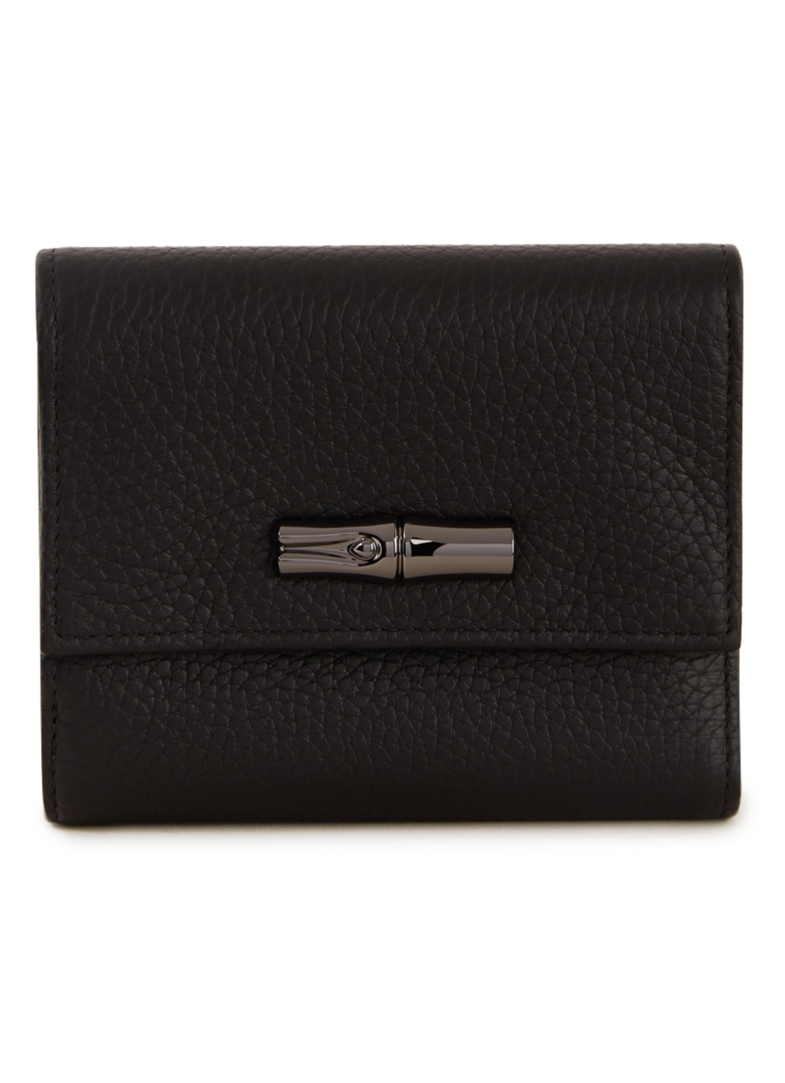 Longchamp Roseau Compact portemonnee van leer - voorkant zwart