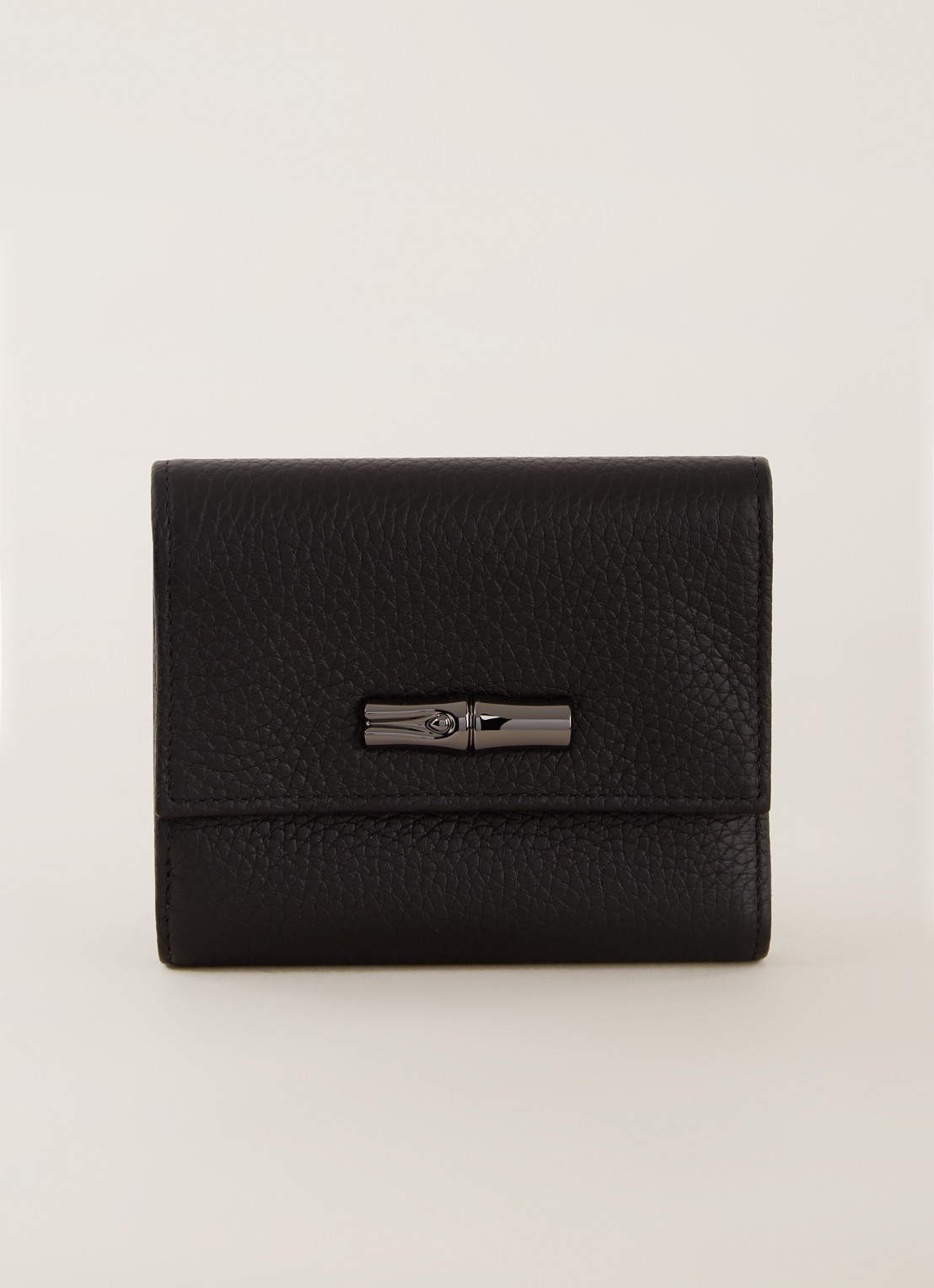 Longchamp Roseau Compact portemonnee van leer - voorkant 2 zwart