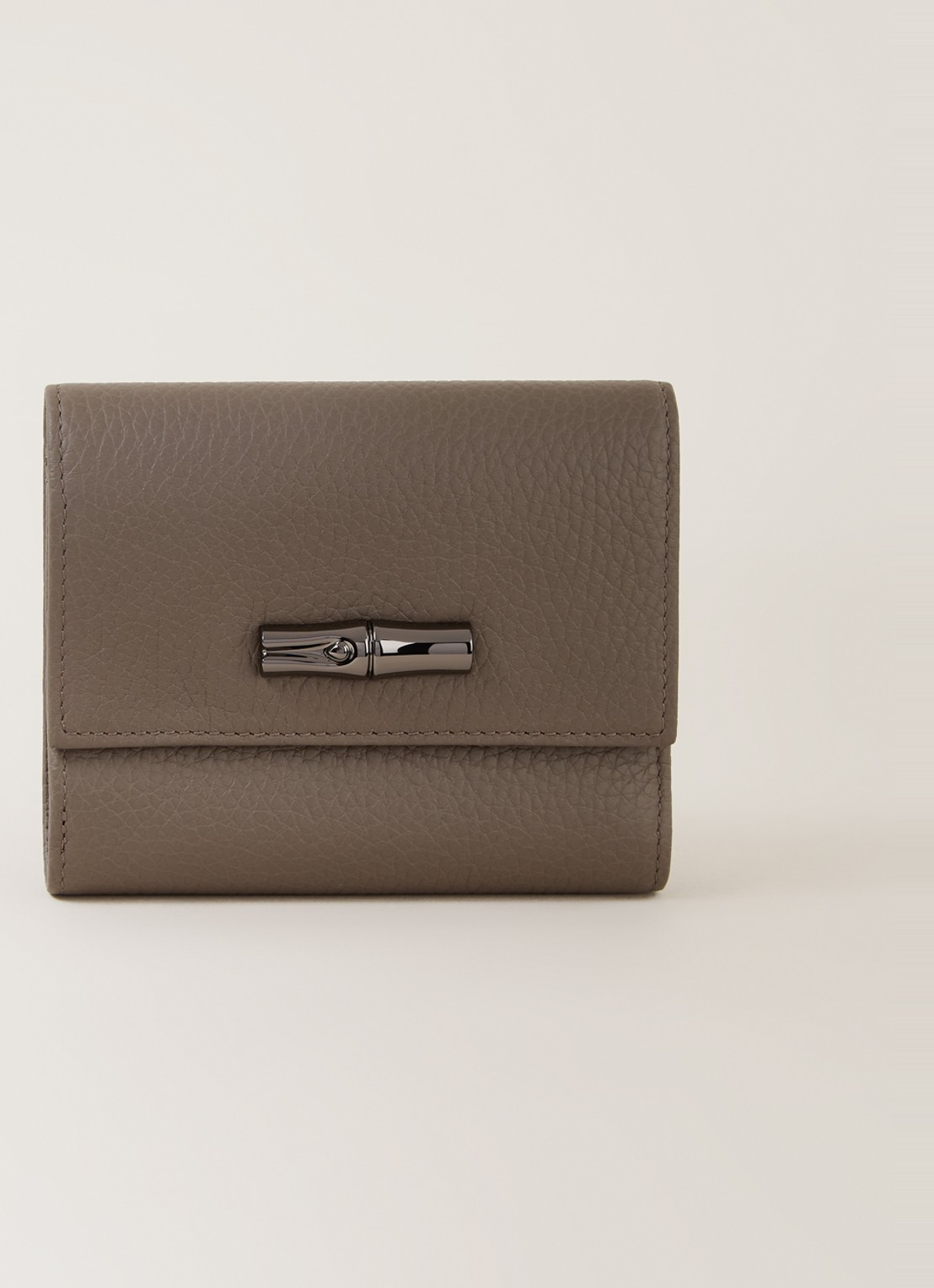 Longchamp Roseau Compact portemonnee van leer - voorkant 2 grijs