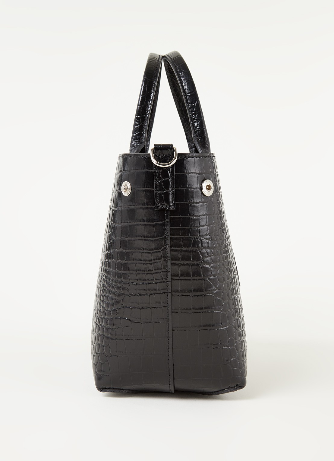 Longchamp Roseau handtas van leer met crocostructuur - detail 5 zwart