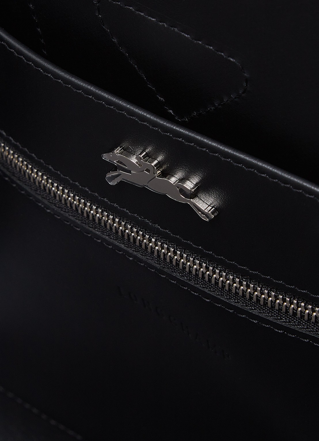 Longchamp Roseau handtas van leer met crocostructuur - detail 6 zwart
