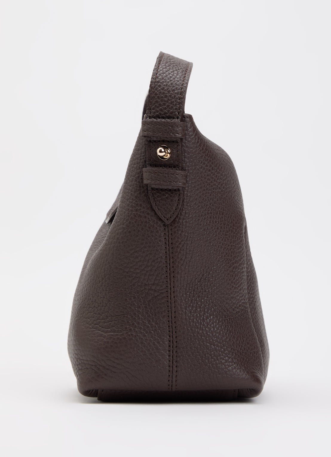 Longchamp Schoudertas van leer met logo  - detail 3 kastanjebruin