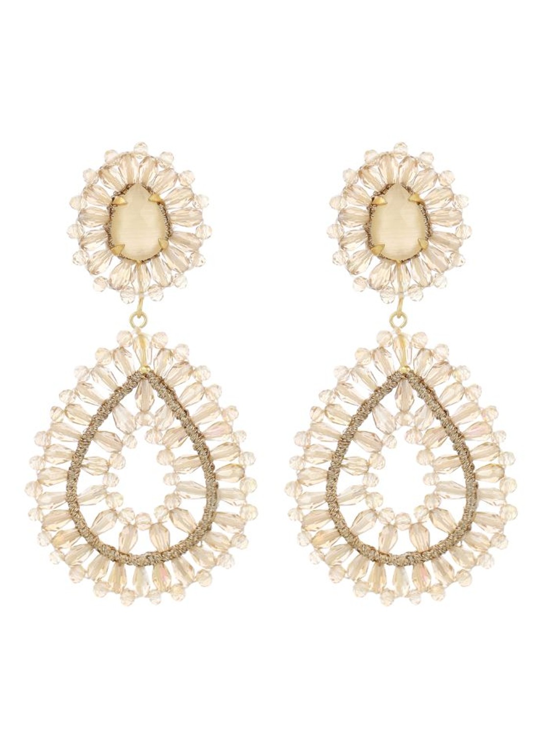 LOTT. gioielli Apollo Double Drop oorstekers verguld - voorkant 2 beige