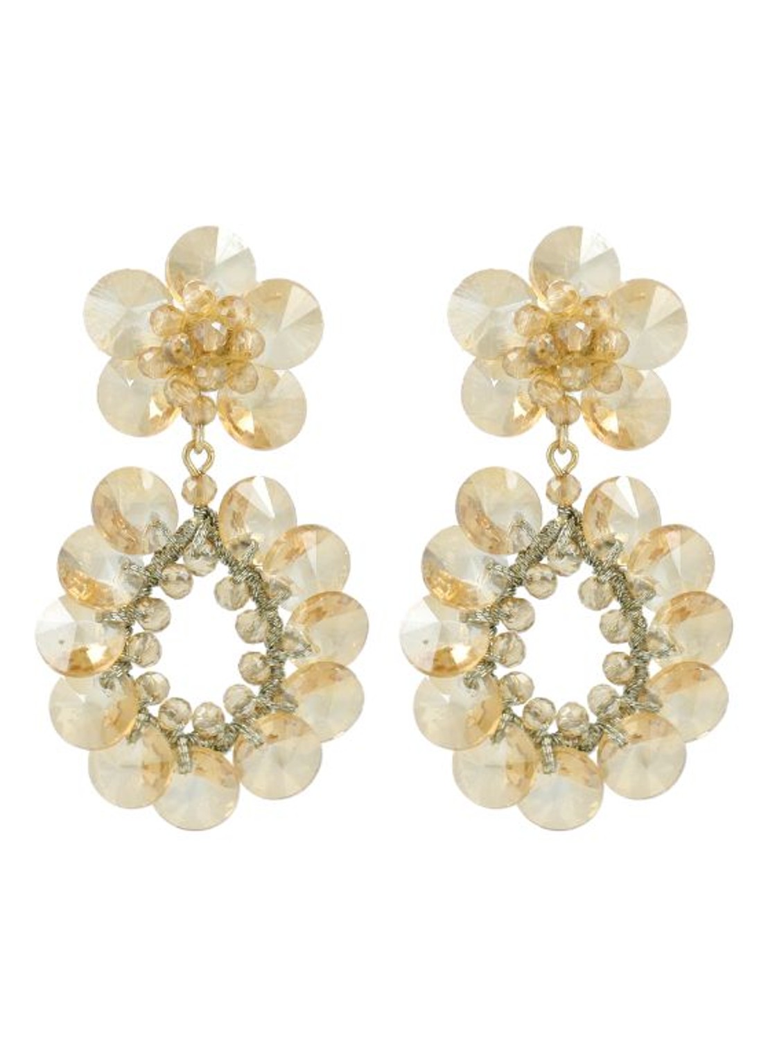 LOTT. gioielli Apollo Double Drop S/M oorstekers verguld - voorkant 2 beige