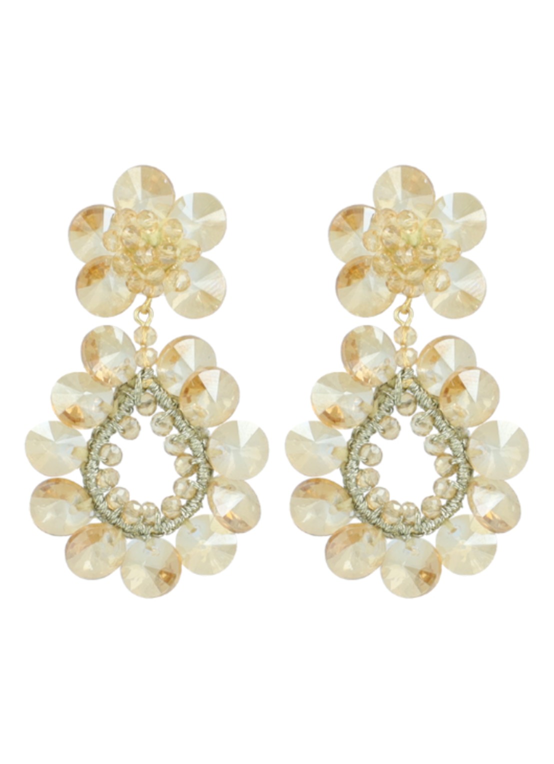 LOTT. gioielli Apollo Double Drop S/M oorstekers verguld - voorkant 2 beige