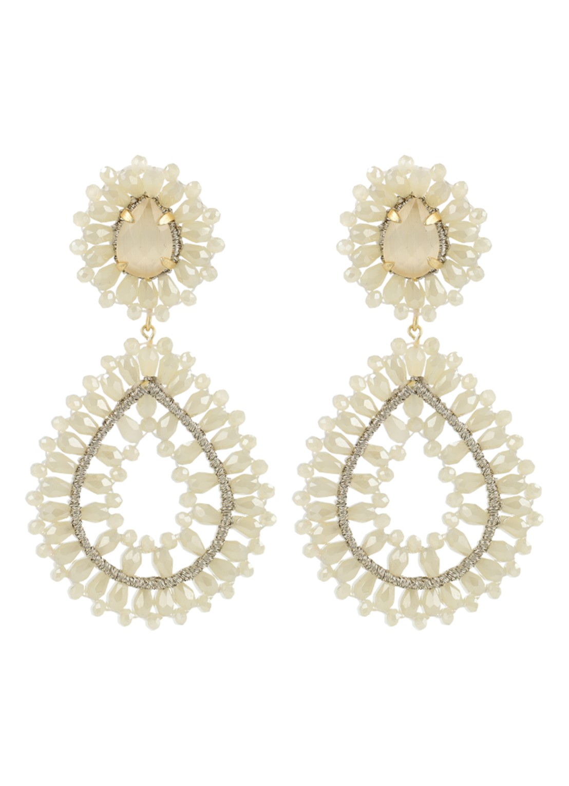 LOTT. gioielli Apollo oorstekers van glas - voorkant beige