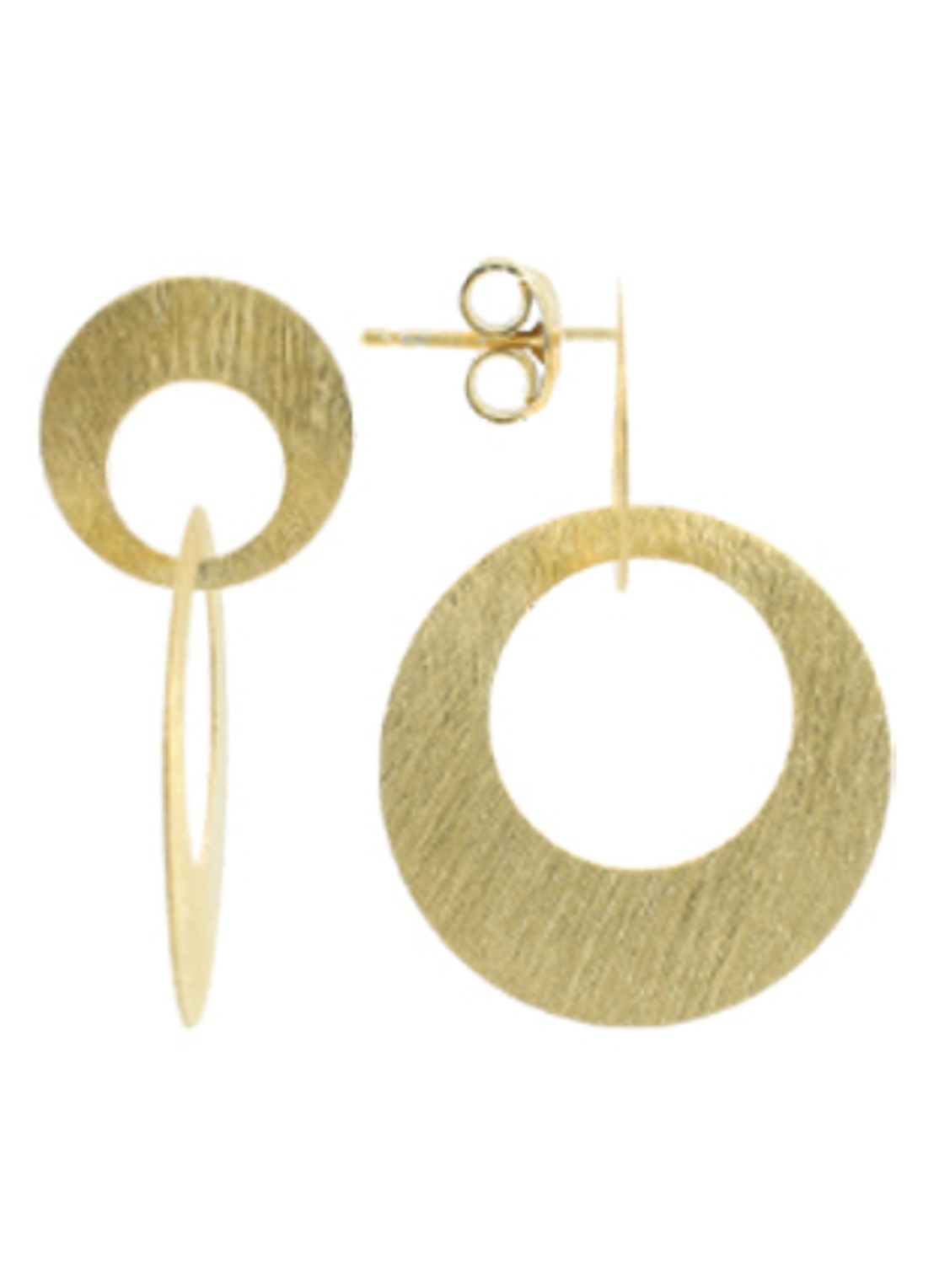 LOTT. gioielli Double Charm satin oorstekers verguld  - voorkant goud